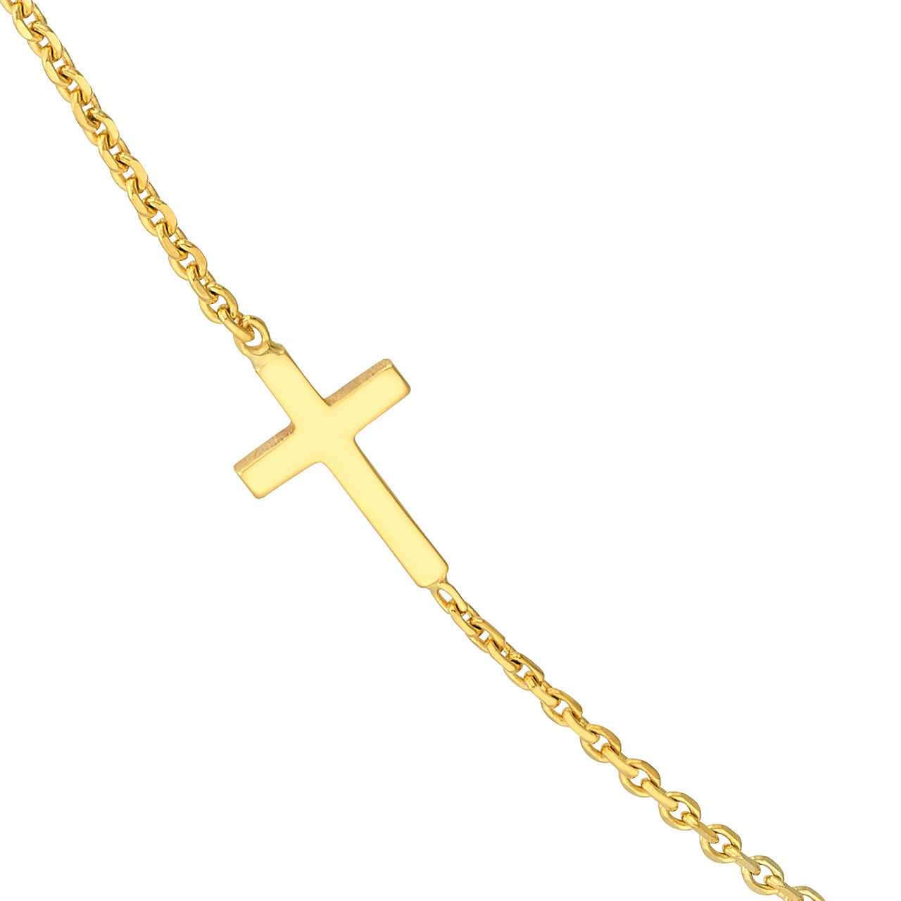 14K Yellow Gold Mini Cross Station Necklace - Dainty Religious Jewelry for Women, Perfect for Everyday Wear, Gifts & Special Occasions