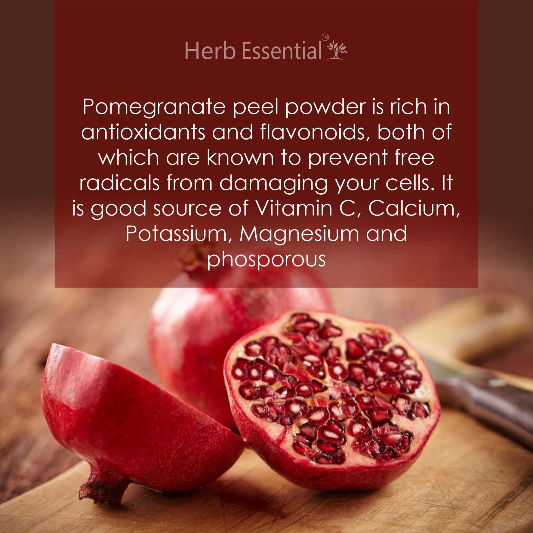 Organic Pomegranate Peel Powder (Punica Granatum) 100g - Pack of 2 | Natural Skin & Hair Care, DIY Face Masks, Herbal Remedies, Vegan Beauty Products