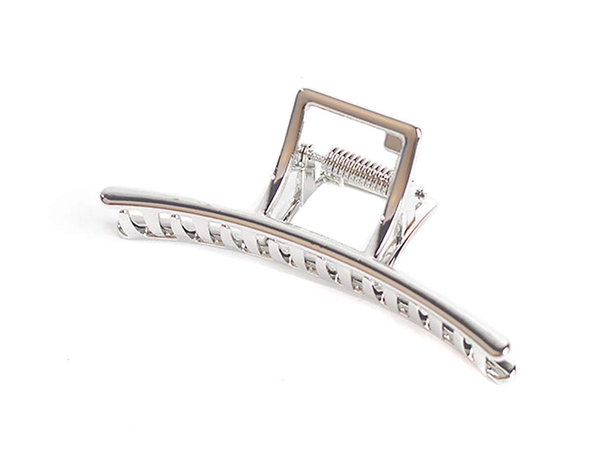 Vintage Solid Color Alloy Hair Jaw Clips - Large Bath & Ponytail Hair Clamps for Women & Girls (Silver) | Perfect for Showers, Workouts, and Everyday Styling
