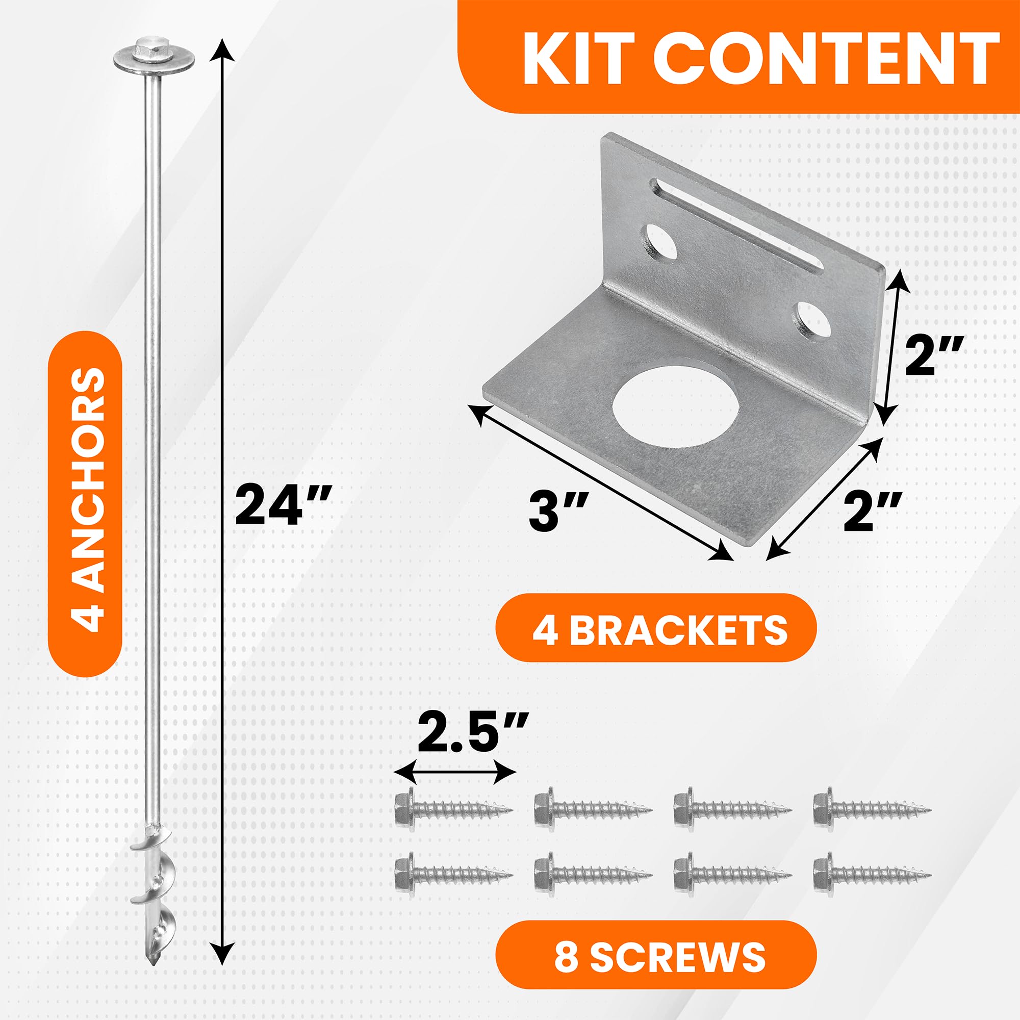 Heavy Duty Ground Anchors Screw-In Kit - 24