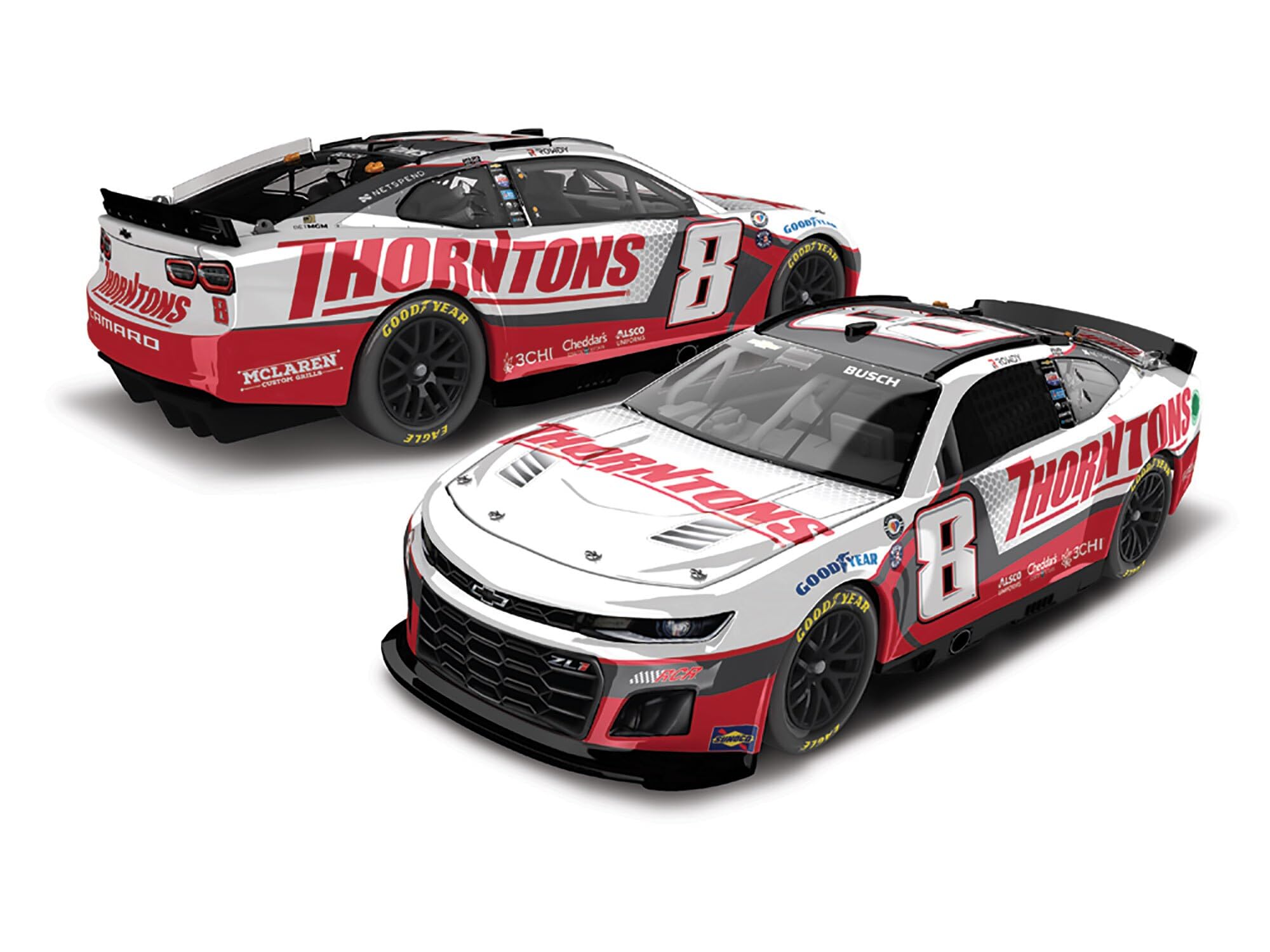 Lionel Racing Kyle Busch 2023 Thorntons 1:24 Scale ARC Diecast Collectible Car - Perfect for NASCAR Fans, Model Car Collections, and Gift Giving