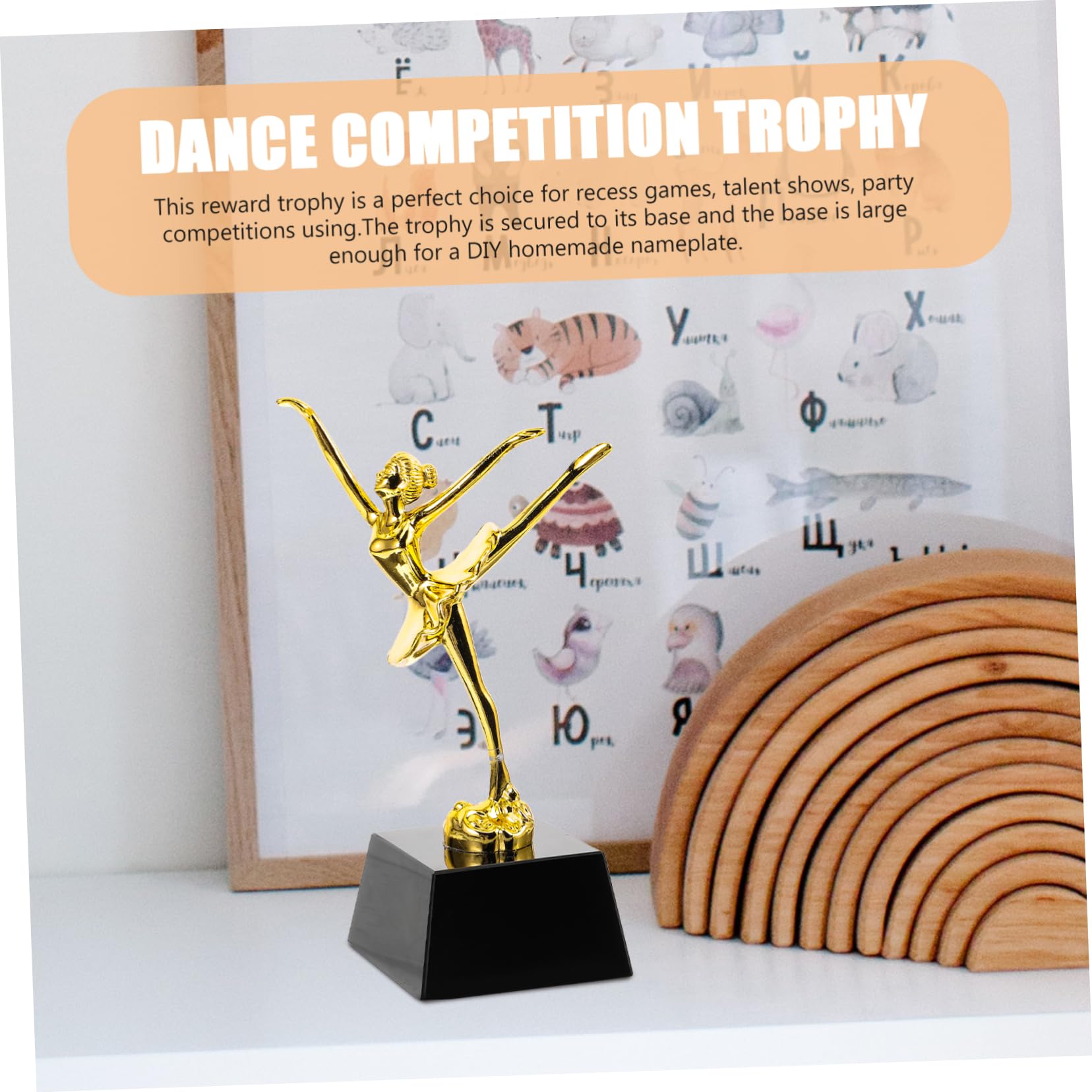 WOONEKY Dance Trophy Cup - Award for Gymnastics, Ballet & Kindergarten Graduation | Gold Plastic Trophy for Dance Competitions, Recitals & School Ceremonies