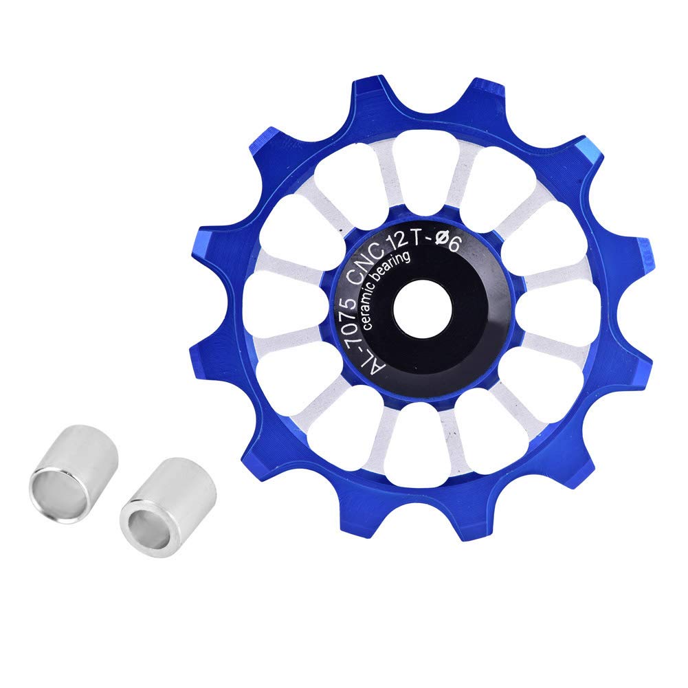 Premium Bike Derailleur Pulley - Ceramic Bearing Aluminum Alloy Rear Guide Wheel with Installation Hole Adapters (Blue) | Smooth Shifting for Road & Mountain Bikes | Perfect for Cycling Enthusiasts & Professional Riders
