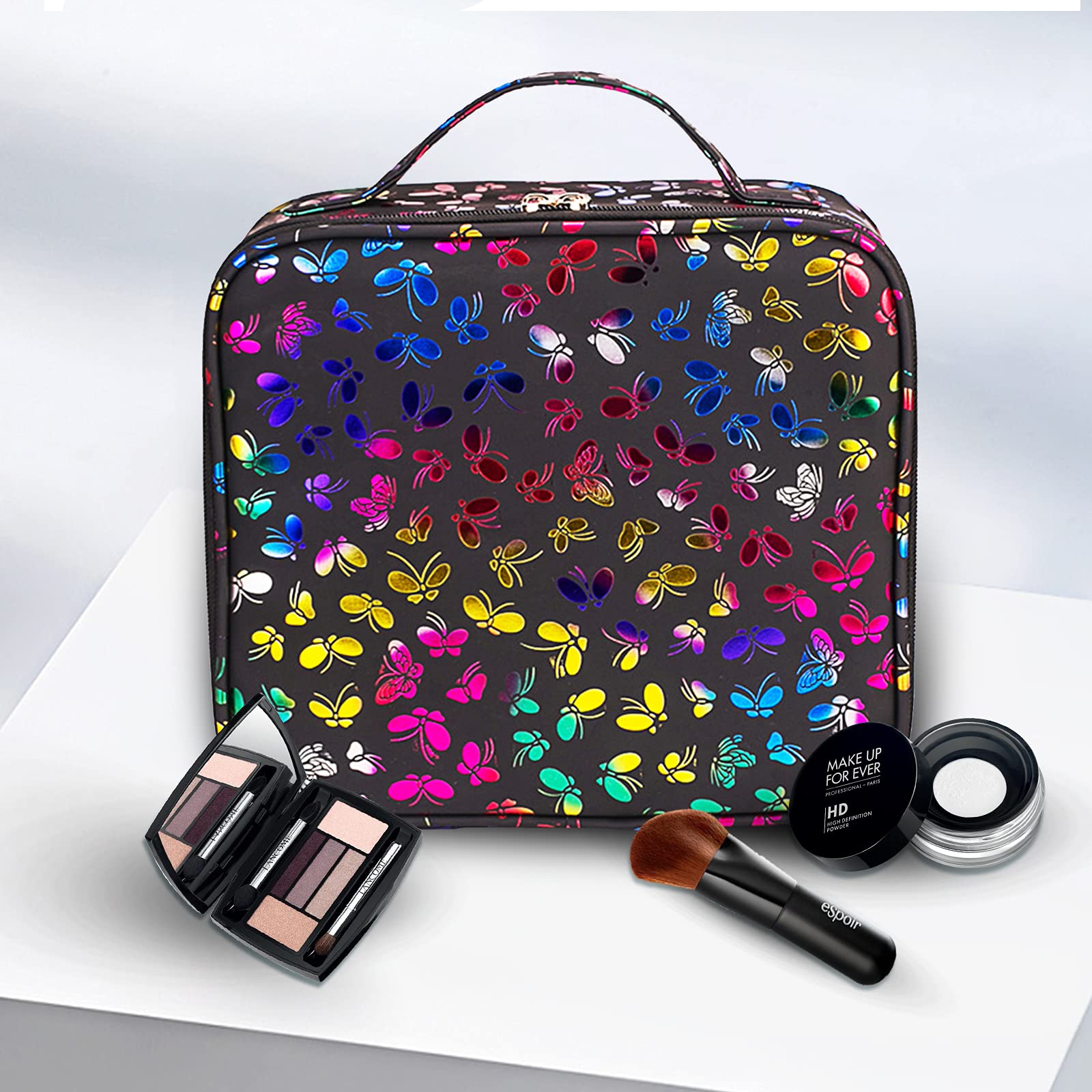 Professional Travel Makeup Train Case - Adjustable Cosmetic Organizer Bag for Women | Perfect for Makeup Brushes, Toiletry, Jewelry & Digital Accessories | Ideal for Travel, Home Storage & Salon Use