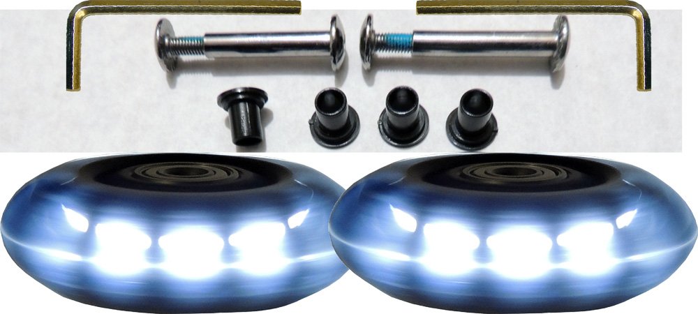 76x24mm Luggage Lighted Wheel Set with White LED Lights - Perfect for Suitcases, Travel Bags & Rolling Luggage - Enhance Visibility & Style for Night Travel