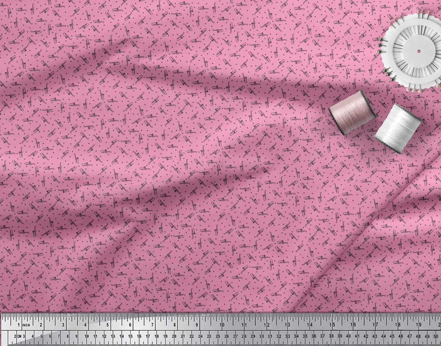Soimoi Moss Georgette Brown Fabric by The Yard - 42 Inch Wide Printed Fabric with Geometric & Musical Instrument Patterns for Dresses, Scarves & DIY Fashion Projects - Lightweight Material for Sewing, Quilting & Crafting