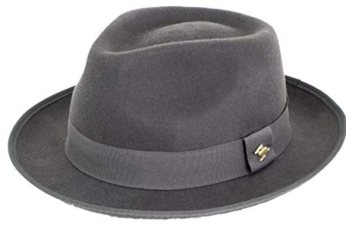 Peter Grimm Silver Felt Fedora Hat for Men - Elegant Formal & Casual Wear