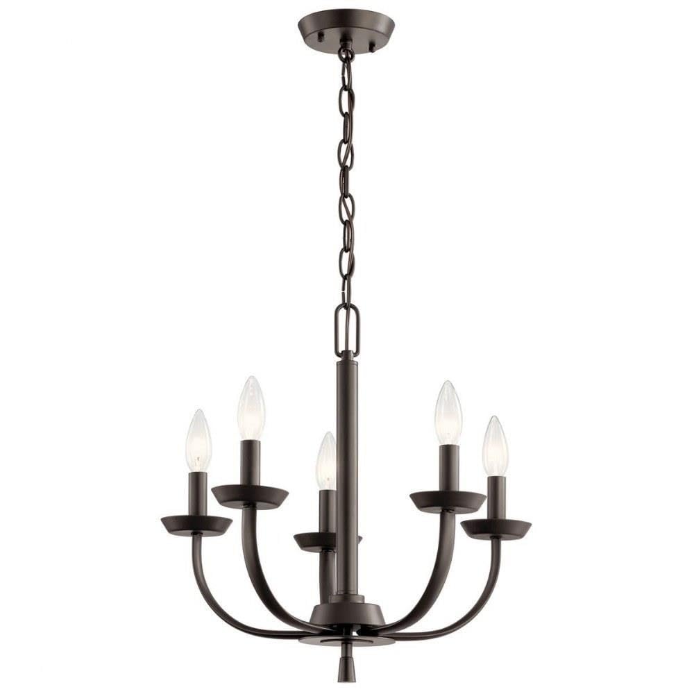 5-Light Traditional Simple Chandelier Light Fixture in Olde Bronze - Elegant Dining Room & Bedroom Ceiling Lighting for Home Decor
