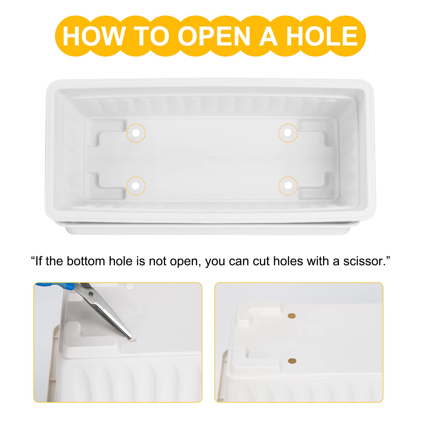6 Pack White Plastic Window Box Planters - 17 Inch Rectangular Flower & Vegetable Planters with Drainage Trays - Perfect for Windowsill, Balcony, Patio, Garden & Porch Decor - Indoor/Outdoor Gardening Solution