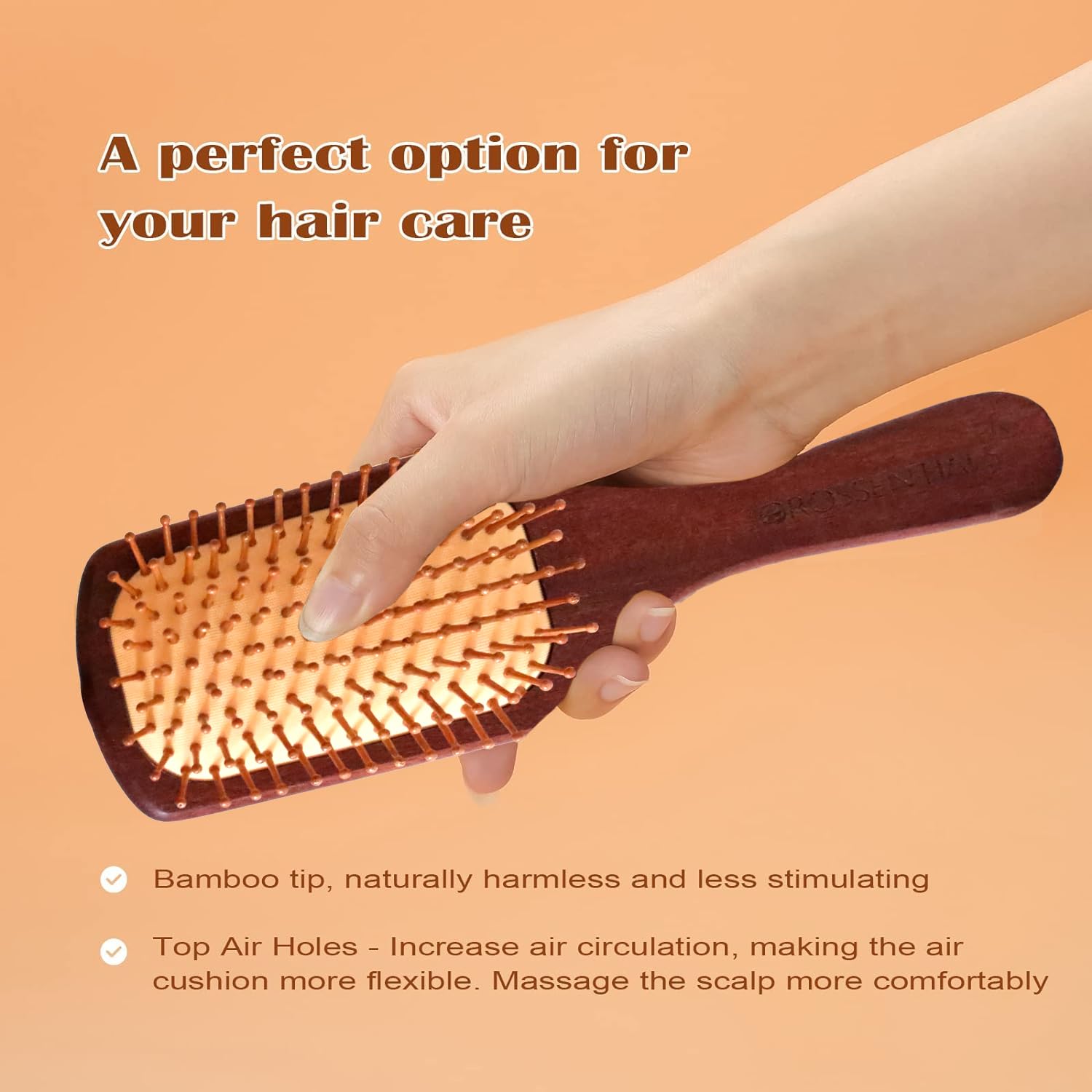 Premium Wooden Hair Brush for Women & Men - Boar Bristle Paddle Brush for Hair Growth & Styling