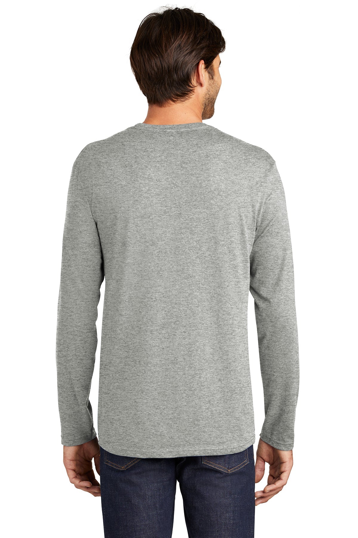 District Made Men's Perfect Weight Long Sleeve T-Shirt - Heathered Steel - Comfortable Casual Wear for Everyday & Outdoor Activities