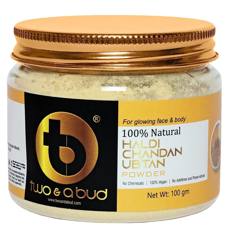 100% Pure Natural Haldi Chandan Ubtan Powder for Glowing Skin & Face - Turmeric Sandalwood Face Mask (Pack of 2, 200g) | Ayurvedic Beauty Treatment for Brightening, Acne & Dark Spots | Daily Skincare & Bridal Prep