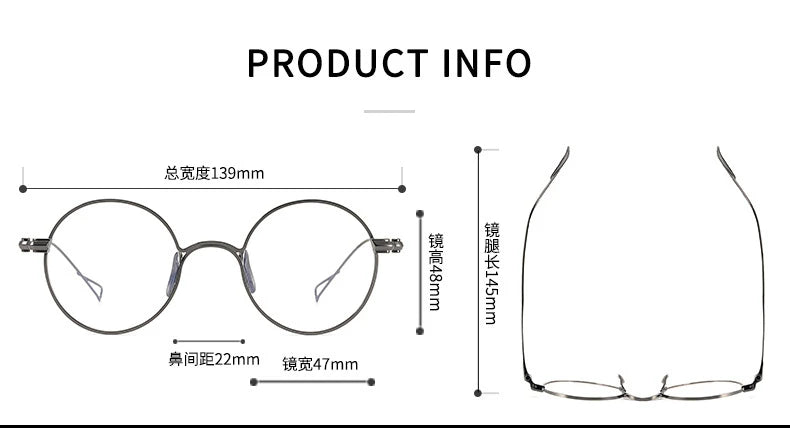 Stylish Black Full Rim Round Titanium Eyeglasses for Women - Lightweight & Durable Frame - Perfect for Office, Reading & Everyday Wear (Model 942152)