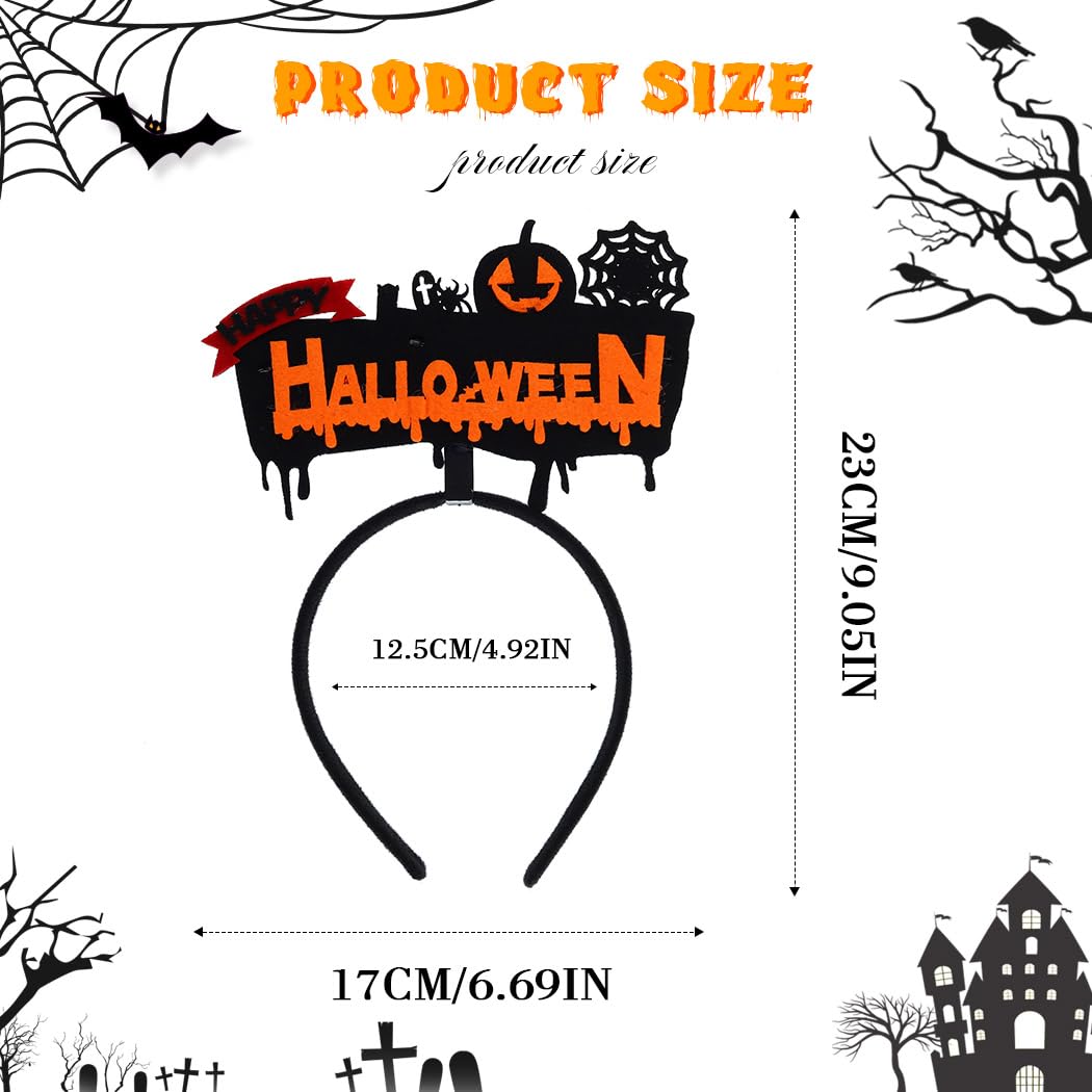 Glow in the Dark Halloween Headbands - LED Light Up Pumpkin & Spider Web Hair Accessories for Women & Girls | Costume Party, Trick or Treat, Cosplay, Rave & Nighttime Events