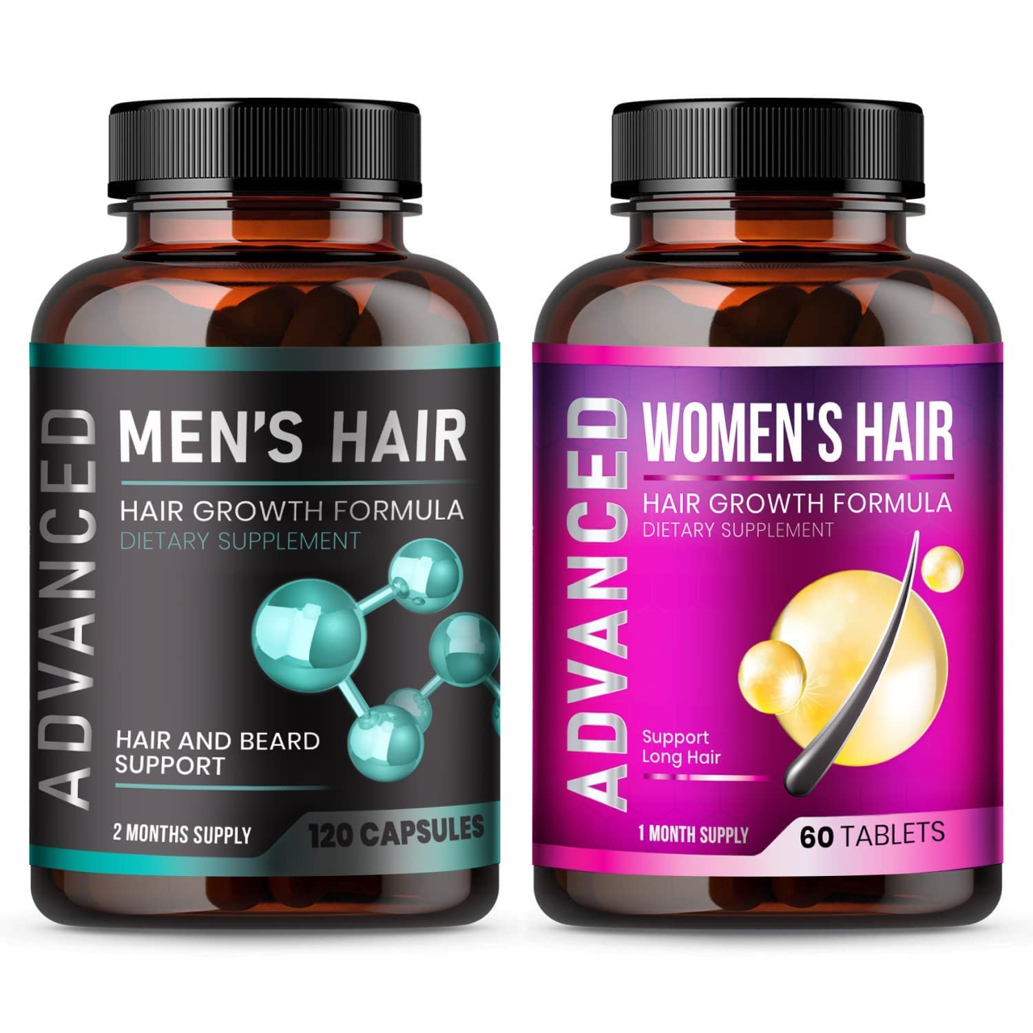 Best Hair Growth Vitamins for Men & Women - Biotin & Collagen Supplement for Thicker, Healthier Hair - Supports Hair Regrowth & Scalp Health - Perfect for Daily Use at Home or Travel