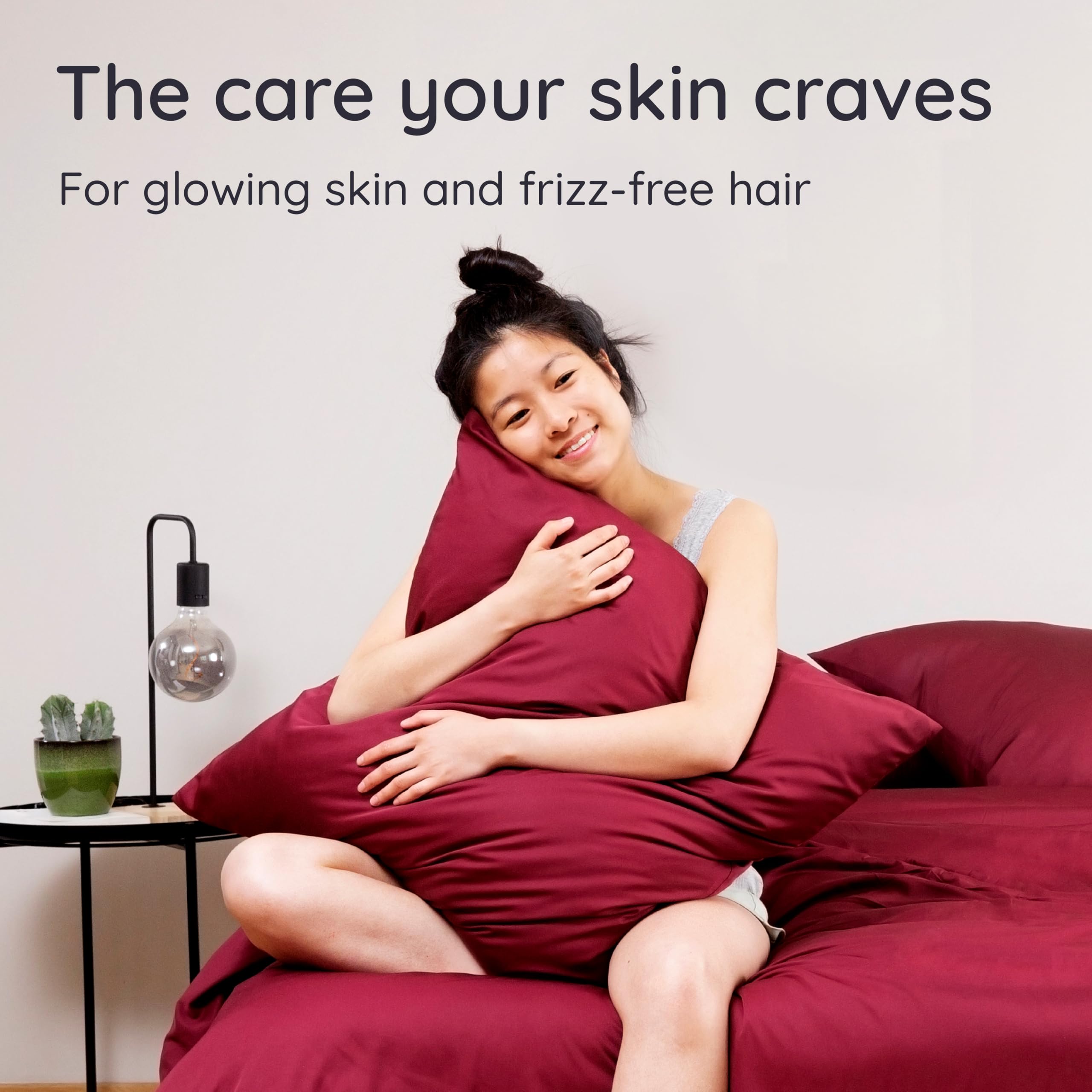 Bambaw 100% Bamboo Viscose Pillowcase Set of 2 - Cooling, Breathable & Super Soft Standard Size Pillow Covers with Envelope Closure for Hot Sleepers (Burgundy) - Perfect for Summer Nights & Temperature Regulation
