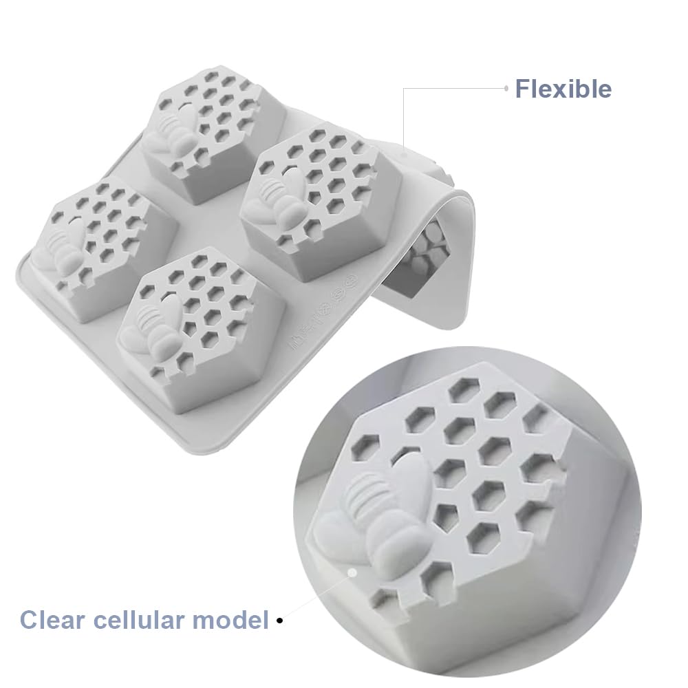 EchoDone 6-Cavity Silicone Honeycomb Mold for Soap, Candle, Baking & Jelly Making - Perfect for Wedding, Christmas Decorations (Set of 2) | DIY Crafts, Dessert Molds, Ice Cube Trays & Home Decor