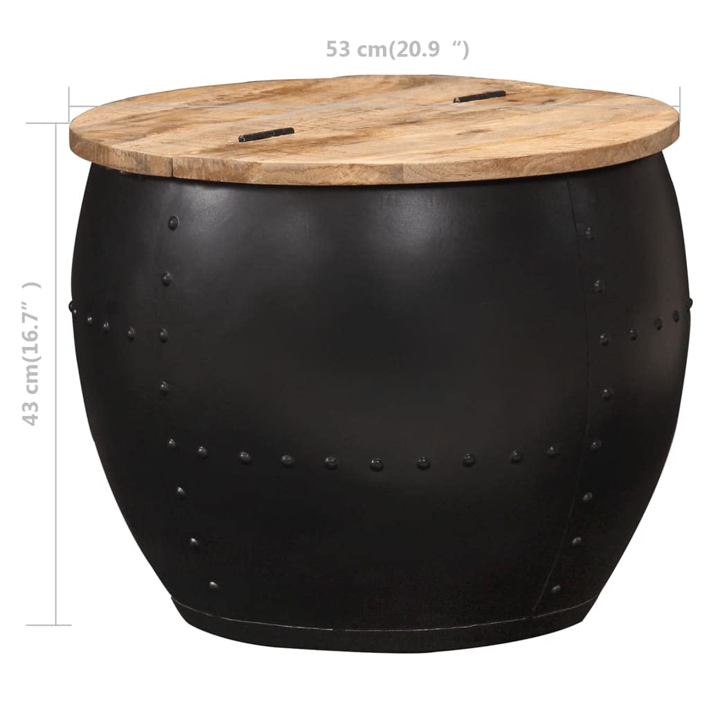 CHARMMA 20.9 Inch Round Coffee Table - Solid Mango Wood, Modern Living Room Furniture for Small Spaces - Perfect for Apartments, Dorms & Cozy Home Decor