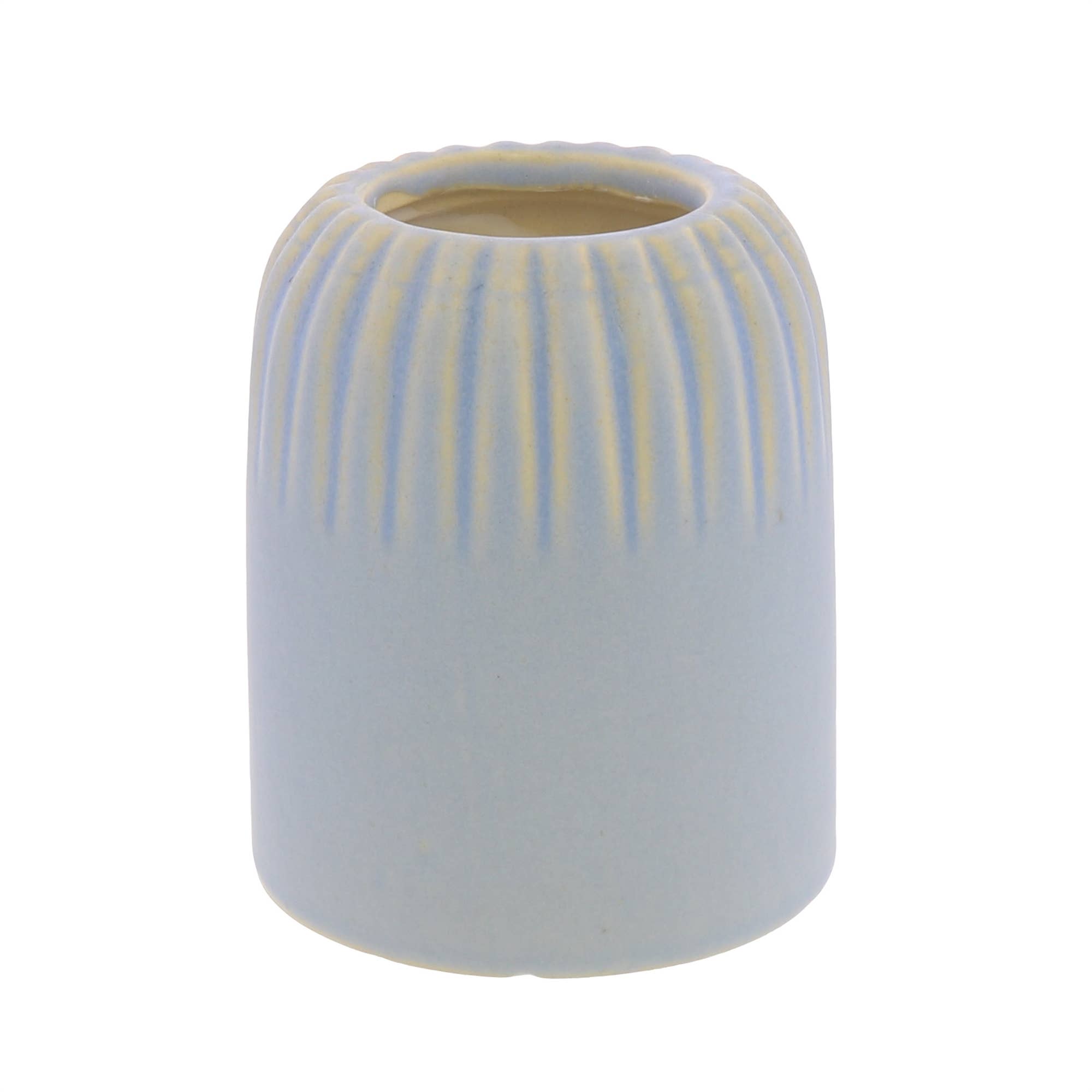 HomArt Margot Vase - Stripe Matte Blue Ceramic Vase for Home Decor, Wedding Centerpiece & Modern Farmhouse Style