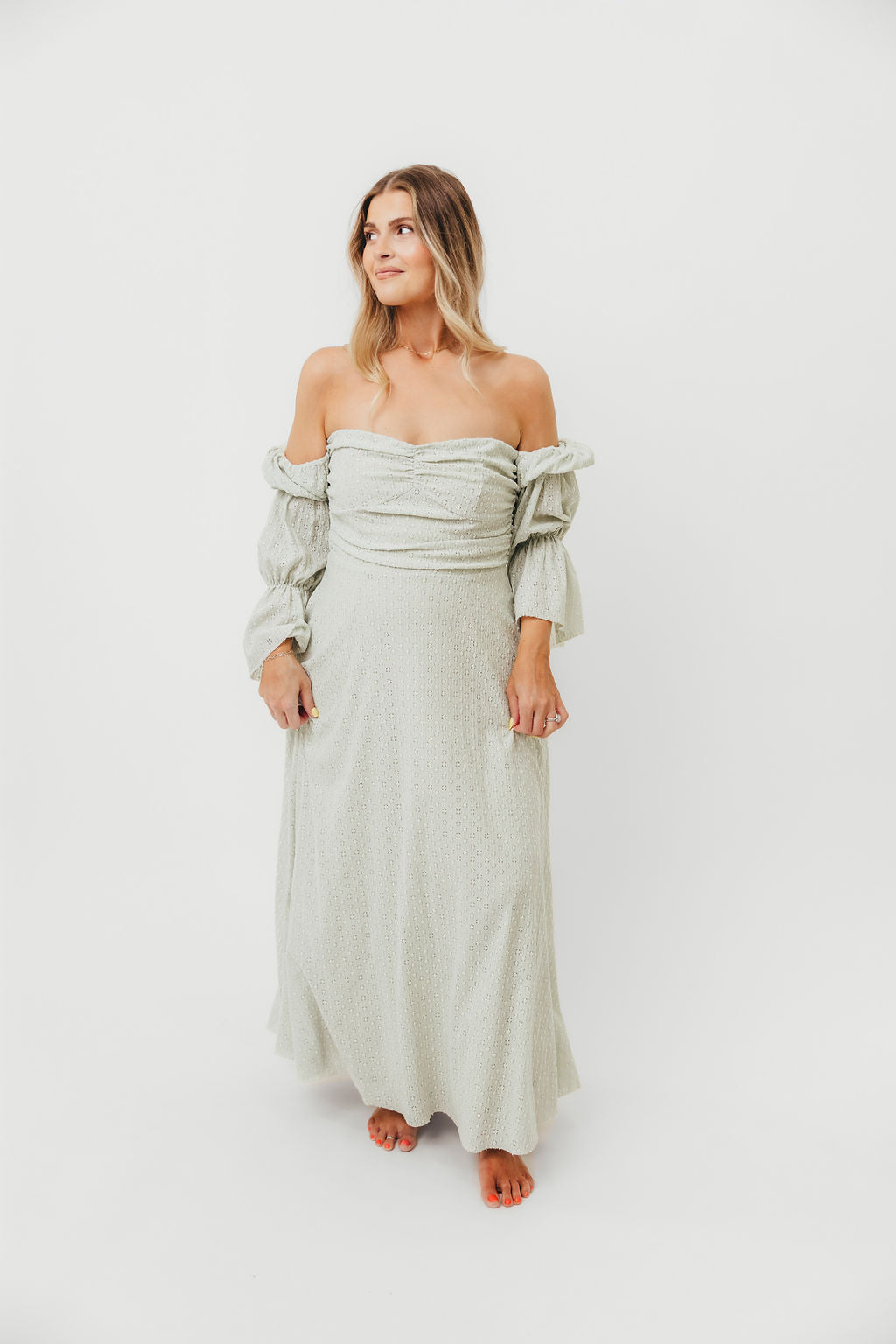 Corrine Tiered Sleeve Maxi Dress with Pockets - Bump Friendly Maternity Dress, Inclusive Sizing (S-3XL) in Refreshing Mint Green | Perfect for Baby Showers, Beach Vacations & Summer Weddings