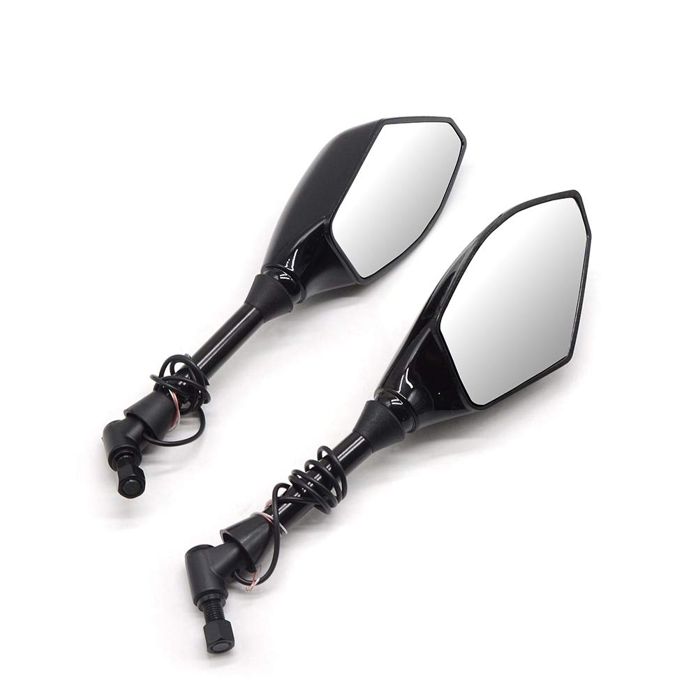 Universal LED Motorcycle Rearview Mirror with Turn Signals - Compatible with Honda CBR 929RR 600RR 954RR CB1000R VFR800 CBR125R RC51 ST1300 - Black - Enhances Safety for Night Riding and Urban Commuting