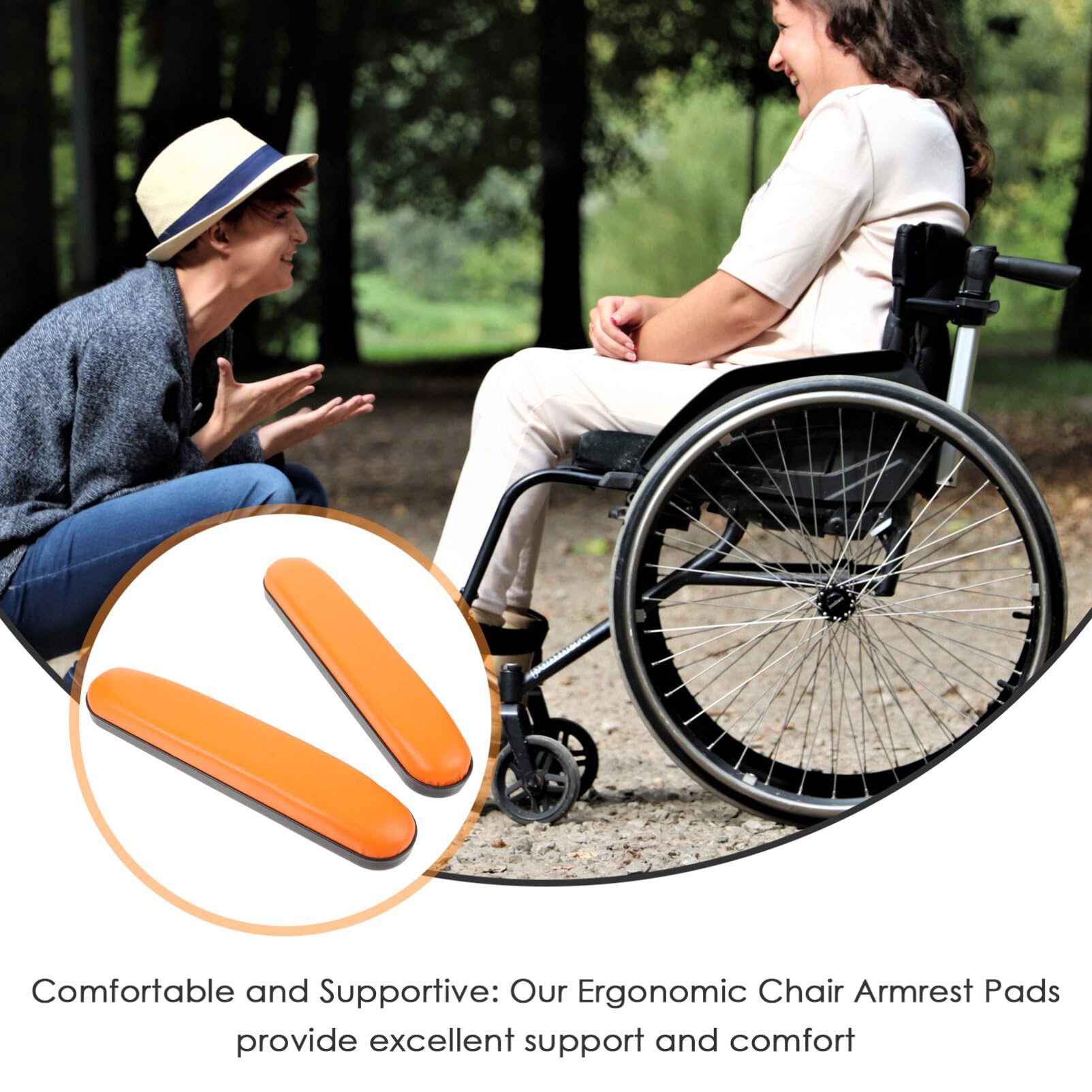 EXCEART 2-Pack Wheelchair Arm Pads & Calf Support Cushions - Ergonomic Memory Foam Replacement Pads for Wheelchairs, Office Chairs and Gaming Chairs (Orange) - Improve Comfort for Work, Gaming & Mobility