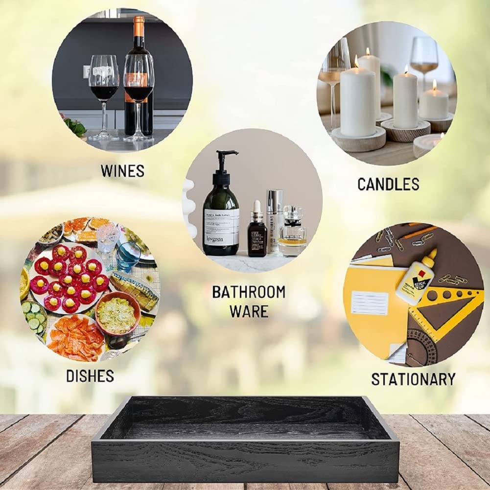 Solid Wood Tea Tray with Raised Edges for Home & Kitchen Use
