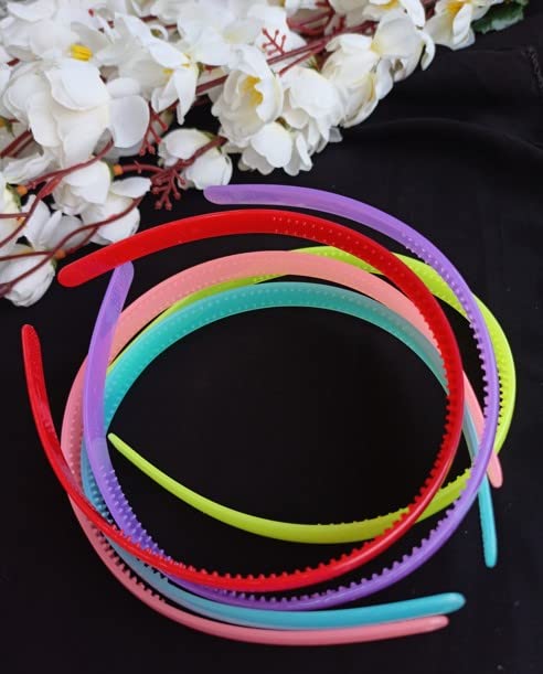 Vibrant 8mm Plastic Teeth Hair Combs - Shiny Hair Bands for Women & Girls (12 Pack) | Perfect for School, Parties & Everyday Styling