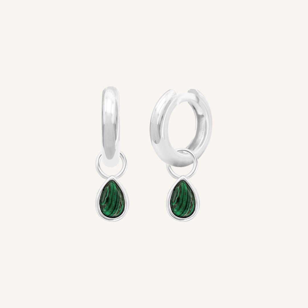 Malachite Trove Charm Hoops - Elegant Green Gemstone Earrings for Women | Perfect for Boho, Hippie & Festival Fashion