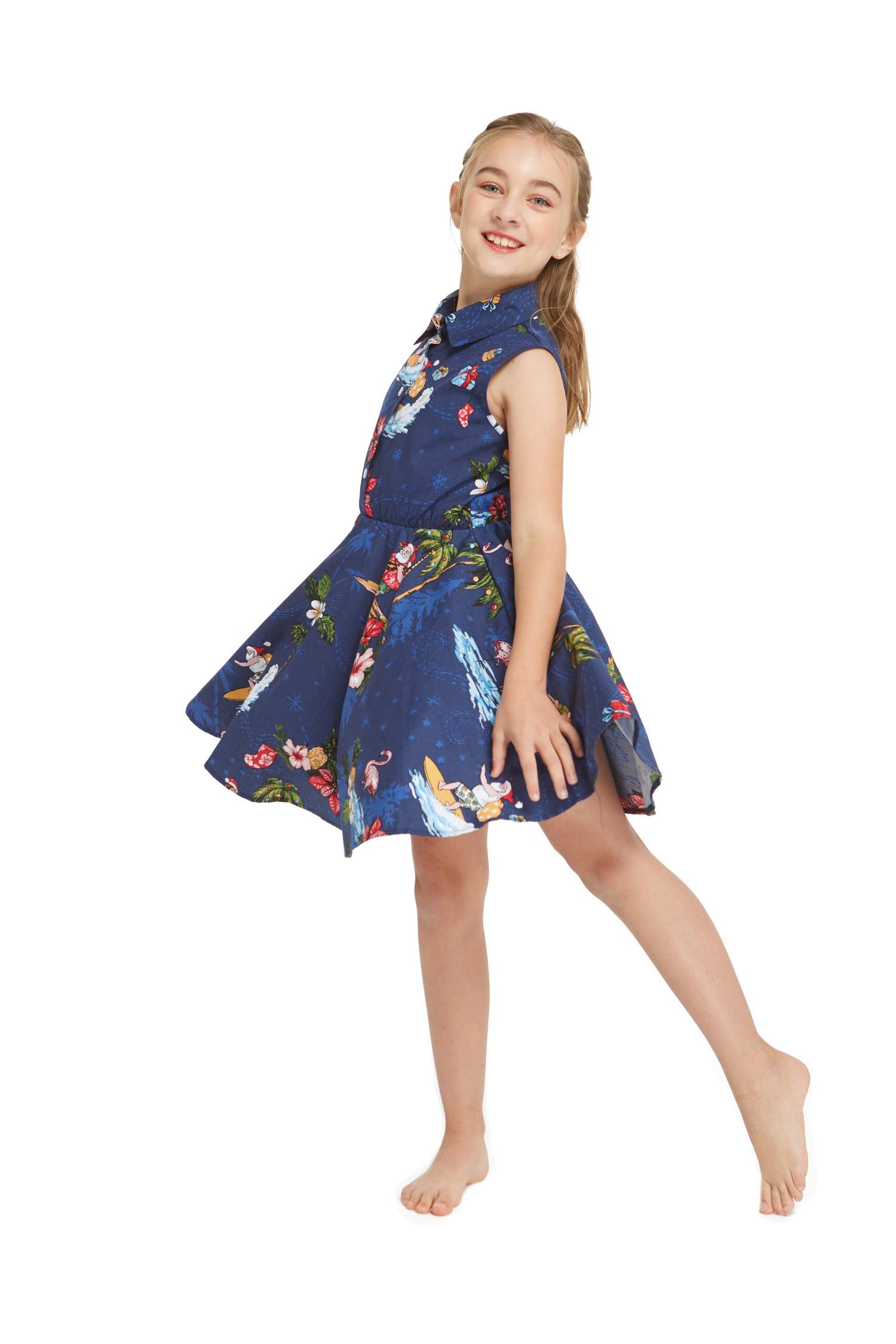 Hawaiian Luau Matching Siblings Outfit - Tropical Santa Shirt Dress for Girls & Boys | Perfect for Family Vacations, Christmas in Hawaii, and Beach Photoshoots