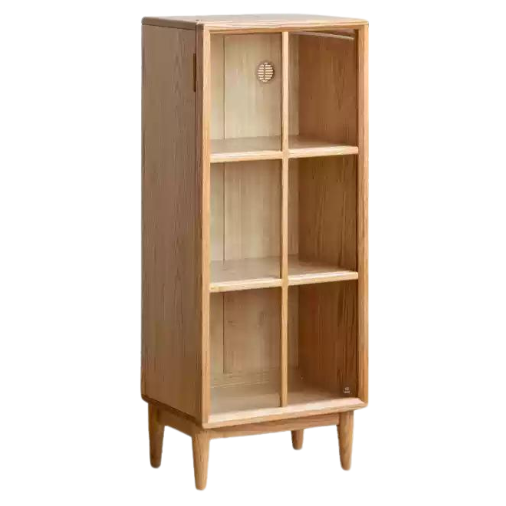 Solid Oak Wood Bookcase with Glass Doors - Stylish Storage for Books, Decor & Collectibles | Perfect for Living Room, Office & Library
