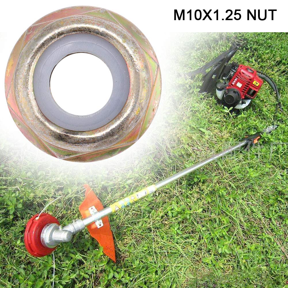 Universal M10x1.25 Left-Hand Threaded Blade Nut Replacement for Brush Cutter & Trimmer | Heavy Duty Left Hand Thread Accessory | Perfect for Lawn Care, Landscaping & Gardening Maintenance