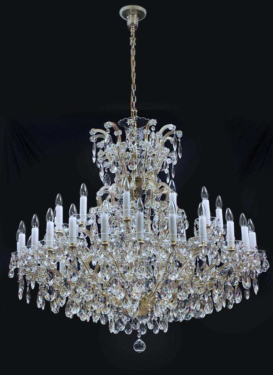 36 Flames Maria Theresa Crystal Chandelier with Crystal Prisms - Elegant Dining Room Lighting for Luxury Home Decor