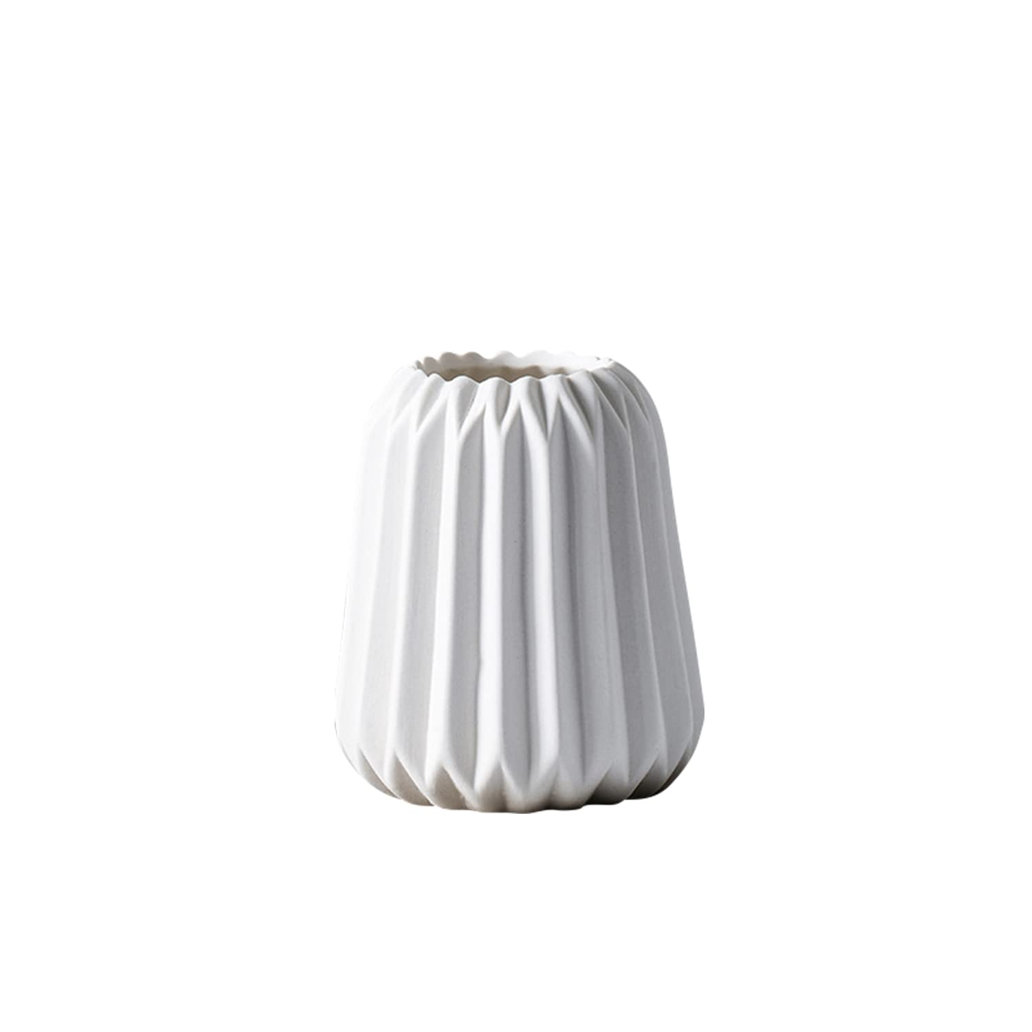 White Ceramic Vase Set - Small & Large Flower Vases with Wide Opening for Home & Office Decor | Modern Boho Cylinder Vases Perfect as Shelf Display, Table Centerpiece, Wedding & Event Decor (Set of 2)