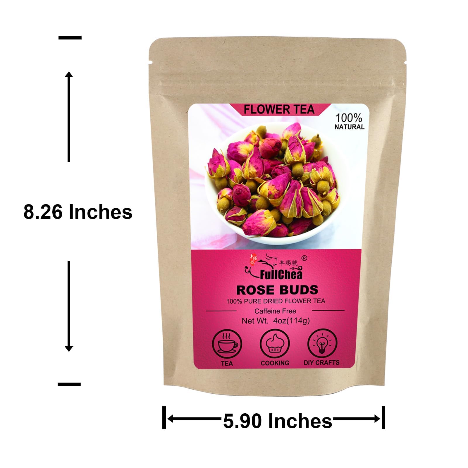 Premium Food-Grade Dried Rose Buds 114g - Fragrant Organic Rose Flowers for Tea, Baking, Soap Making & DIY Crafts - Perfect for Relaxing Herbal Tea, Wedding Decor, Bath Bombs & Aromatherapy