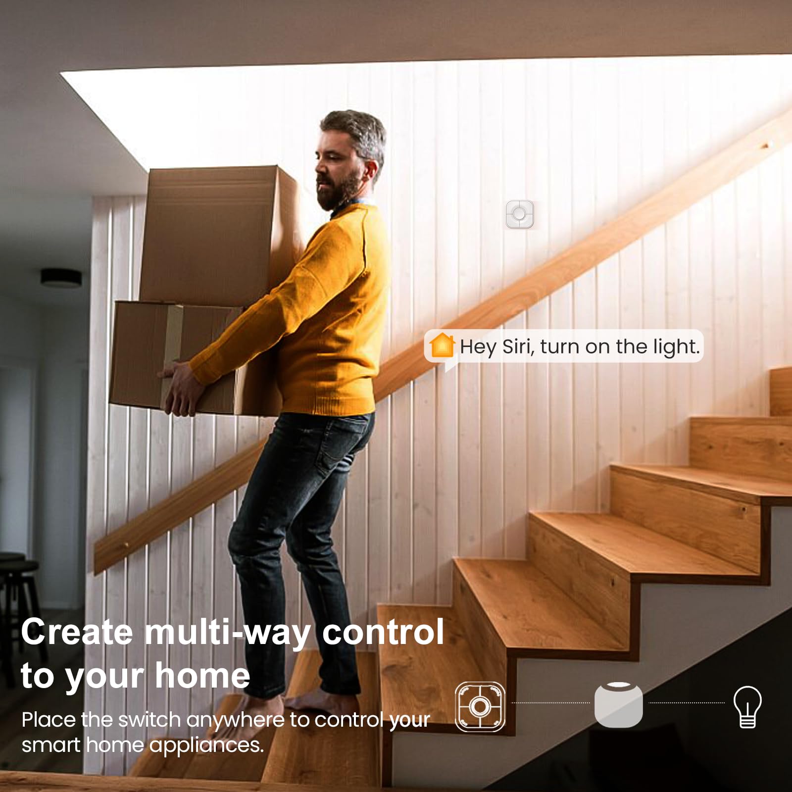 5-Key Smart Button Switch - Apple HomeKit Compatible Scene Controller for Smart Home Automation (iOS 17.4+) | Control Lights, Appliances & Create Custom Scenes | Perfect for Living Room, Bedroom & Office Setup