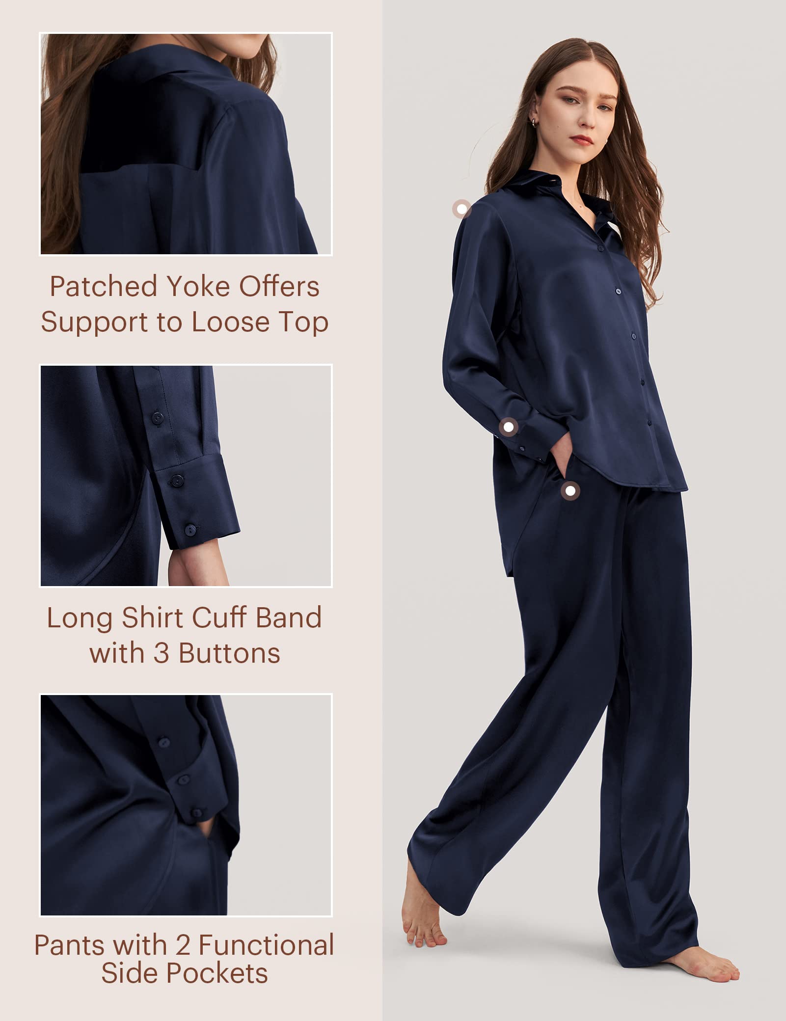 Luxury LilySilk 100% Mulberry Silk Pajama Set for Women - Soft Button-Down Sleepwear & Loungewear 2PC PJ Set - Perfect for Relaxing, Spa Days & Gift Giving