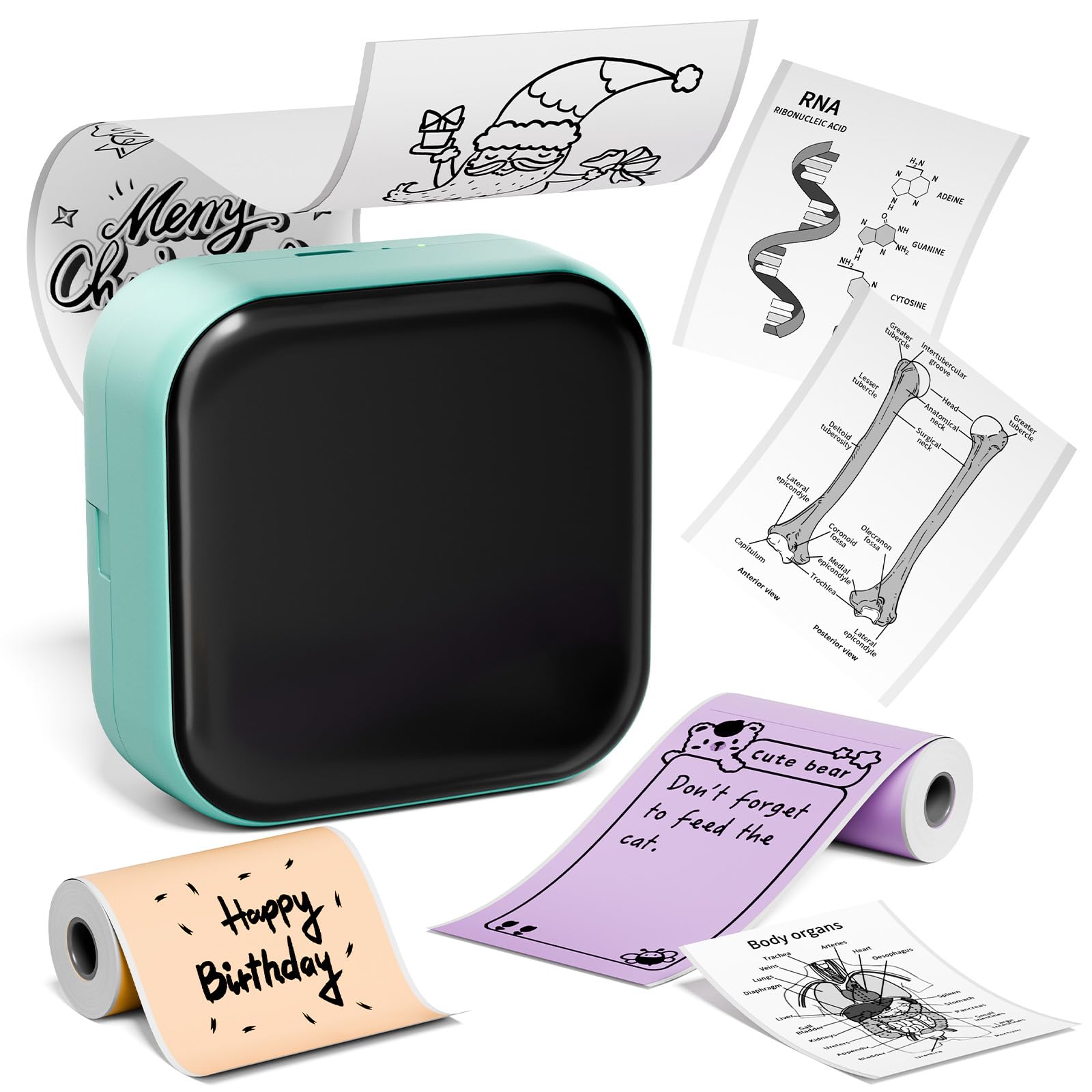 M02X Sticker Printer - Inkless Mini Printer for Phone Stickers, Notes, Photos & Journals | 3-Color Paper Print Pod | Perfect for Learning, DIY Crafts, Scrapbooking & Gift Tags