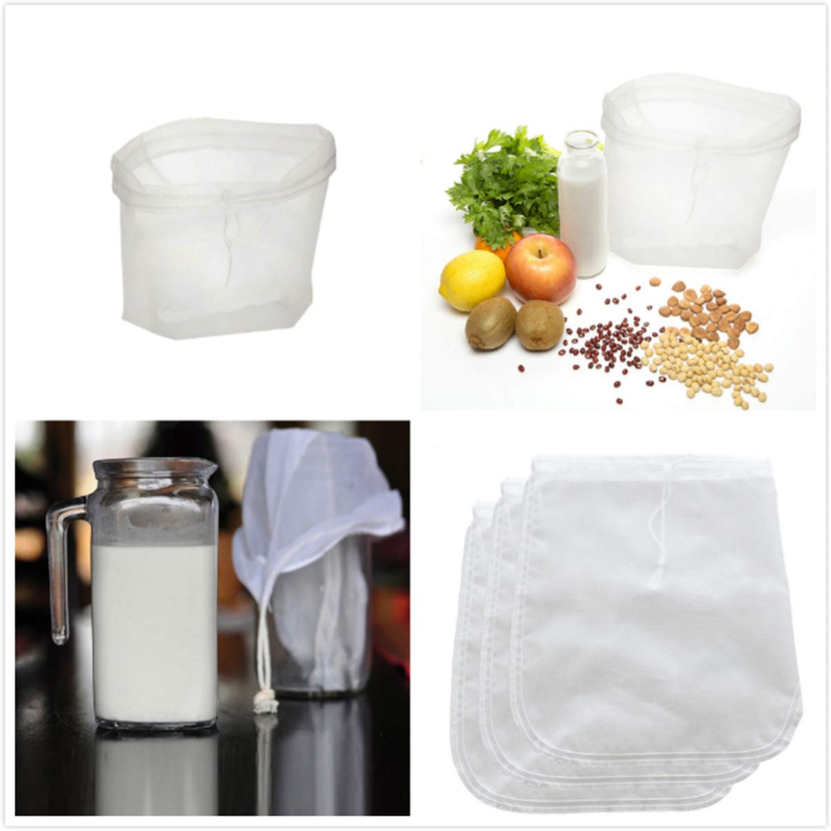 DOITOOL Reusable Mesh Brewing Bag - Yogurt Strainer, Cold Brew Filter, Tea Infuser, Soy Milk Cloth - Food Grade Kitchen Strainer Bag (White) - Perfect for Home Brewing, Cheese Making & Nut Milk Preparation