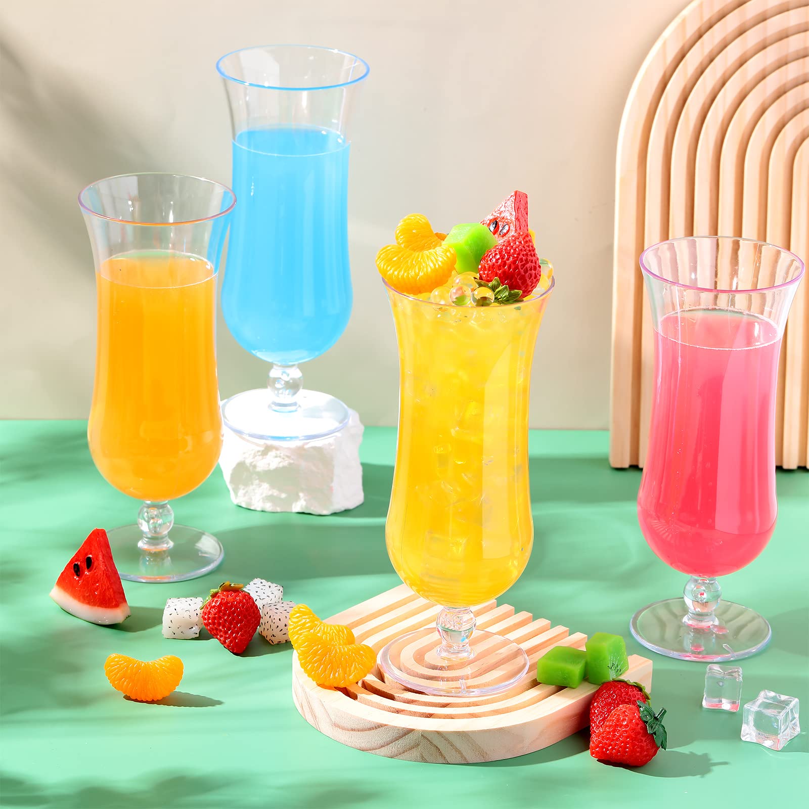 48 Pack Hurricane Glass Plastic Bulk 15 oz - Shatterproof Pina Colada Cocktail Glasses, Reusable Clear Tulip Drinking Cups for Beer, Wine, Juice, Water - Perfect for Parties, Bars, Restaurants & Home Entertaining