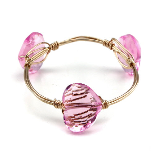 Pink Heart Wire Bangle Bracelet - Elegant & Dainty Jewelry for Women, Perfect for Valentine's Day, Anniversary & Romantic Date Nights