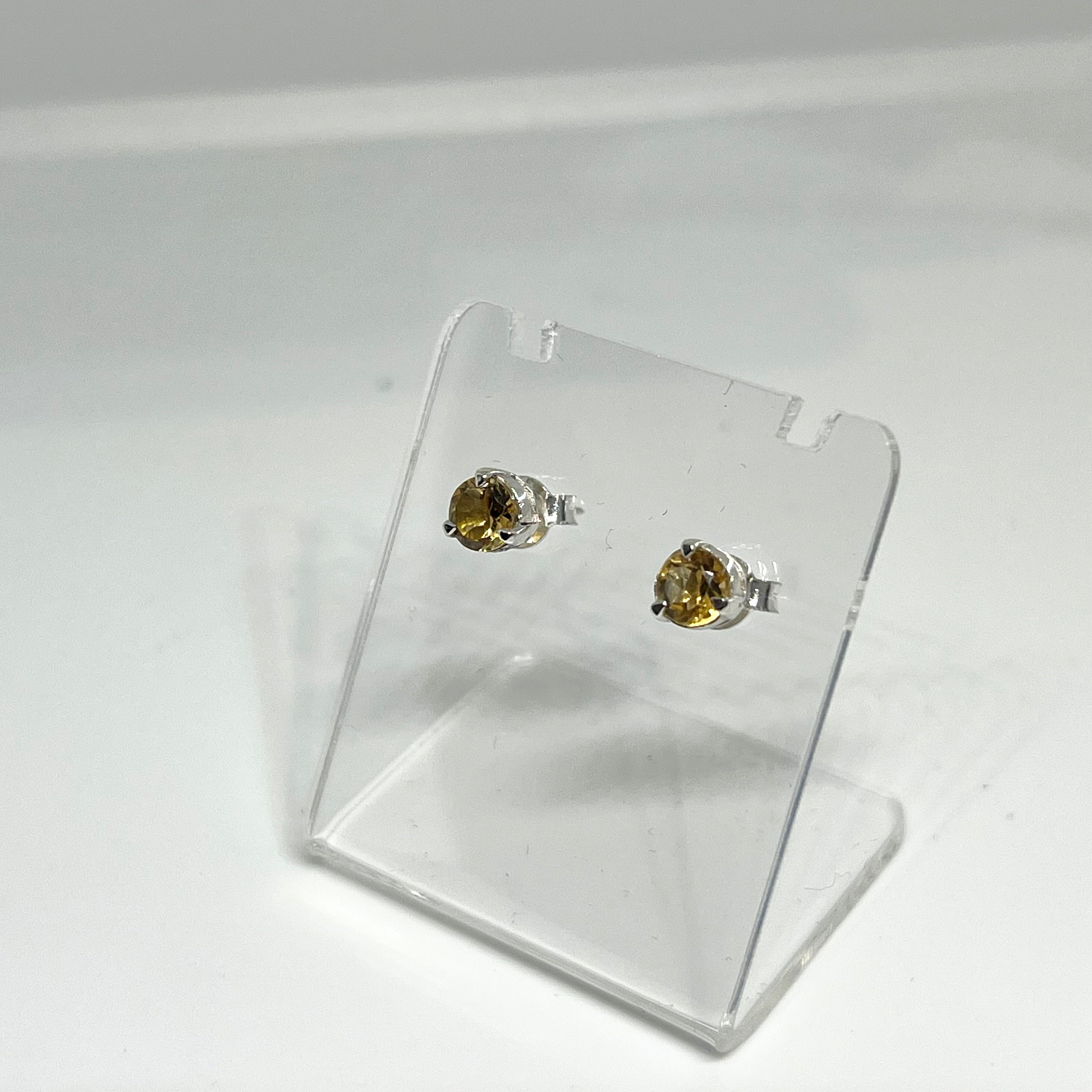 5mm Round Faceted Gemstone Stud Earrings - 3 Prong Set (PSE005) | Elegant & Durable for Daily Wear, Parties & Gifts