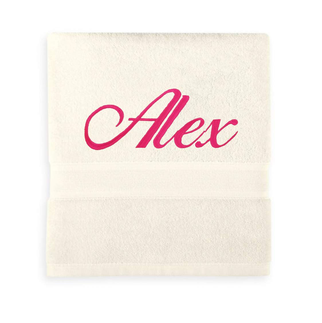 Personalized Monogrammed Bath & Hand Towel Set - Custom Embroidered Cotton Towels (1 Bath + 1 Hand Towel, Cream) - Perfect for Guest Bathrooms, Wedding Gifts & Luxury Home Decor
