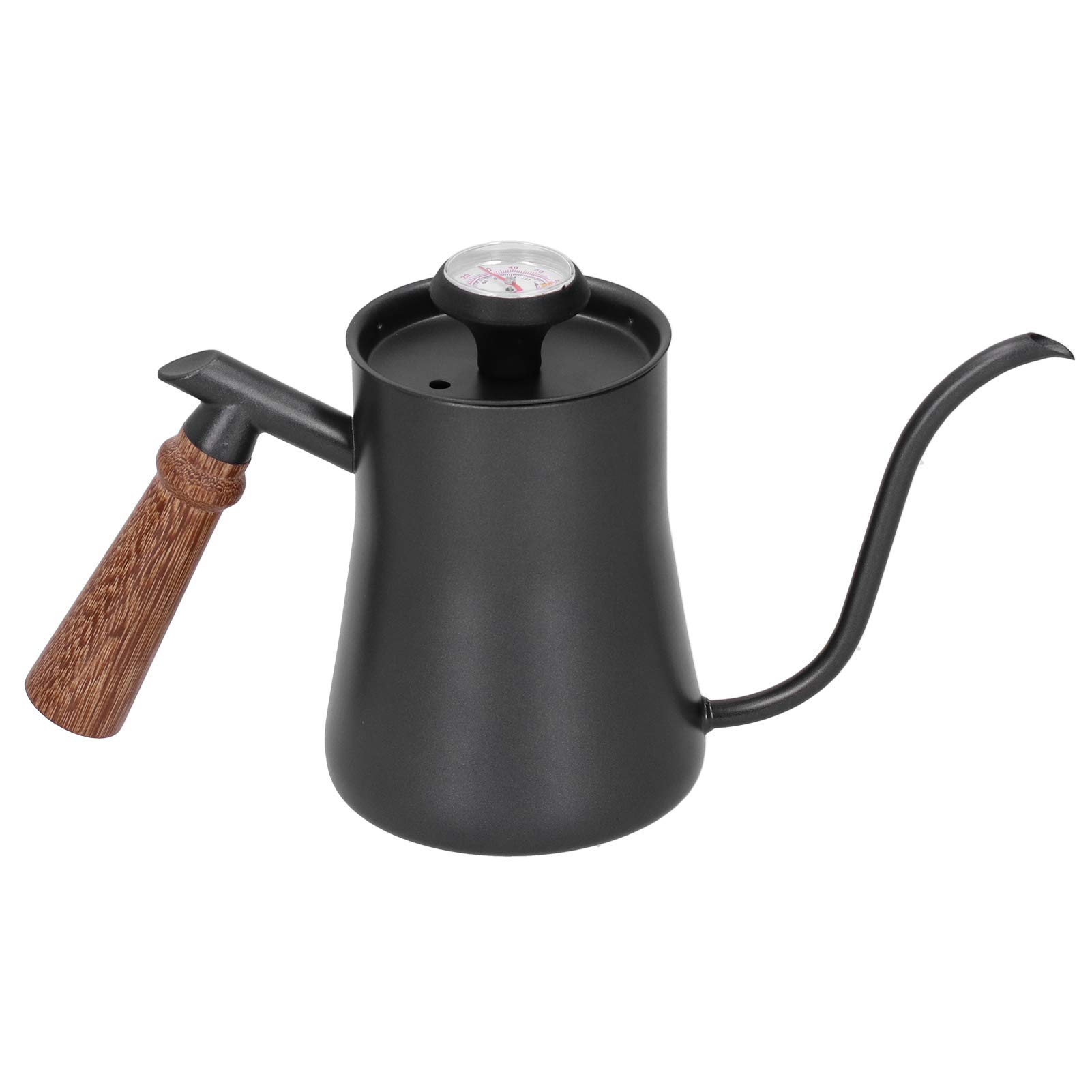 Premium Hand Drip Coffee Pot - 650ml Anti-Corrosion Stainless Steel Gooseneck Kettle with Wooden Handle & Anti-Scalding Spout for Perfect Pour Over Coffee - Ideal for Home Brewing, Coffee Shops & Barista Use (650ml, Black)