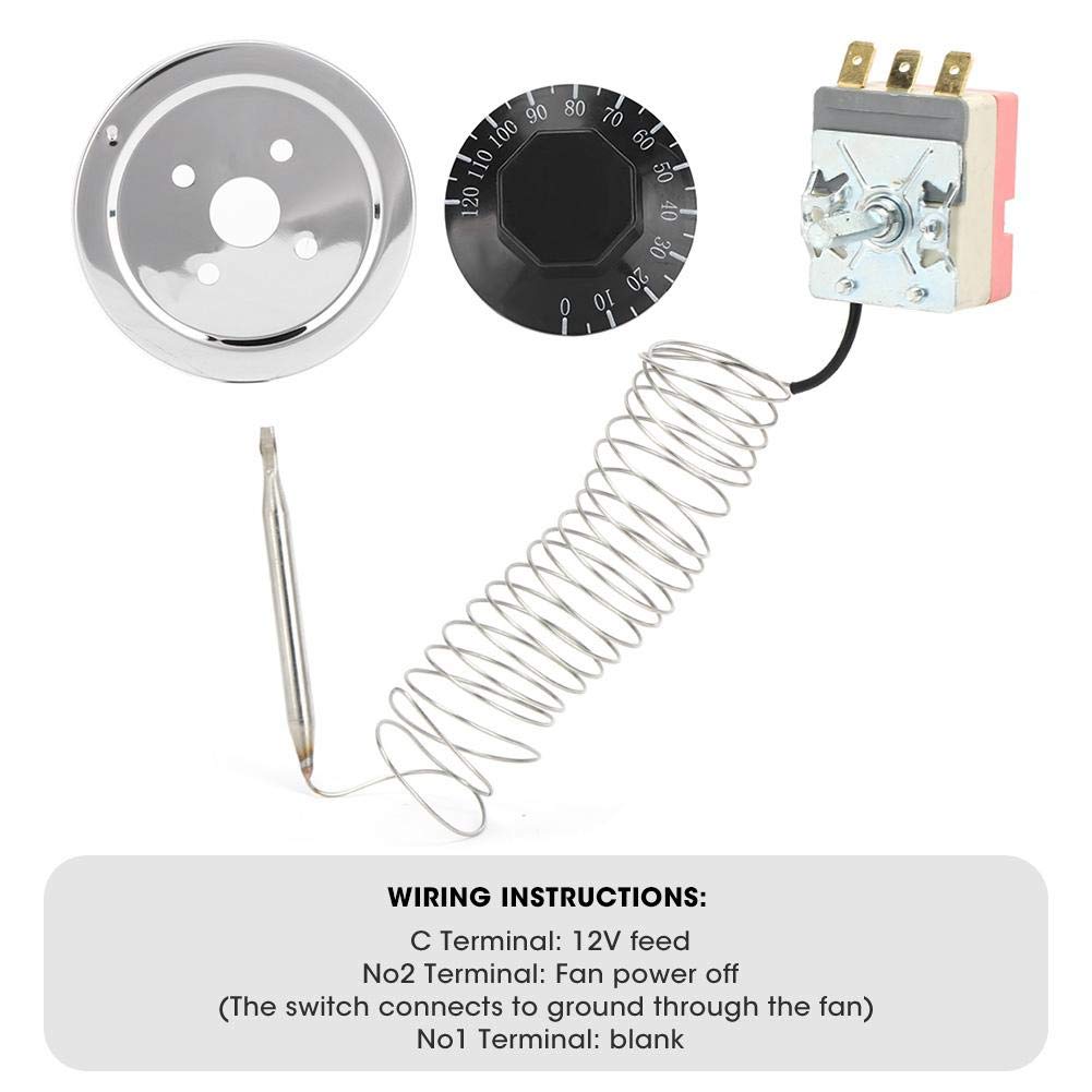 Universal Thermostat Switch Controller 0-120°C - Temperature Control Thermostat for Radiator Fan & Auto Parts - Perfect for Car Cooling System, Home Heating & Industrial Equipment