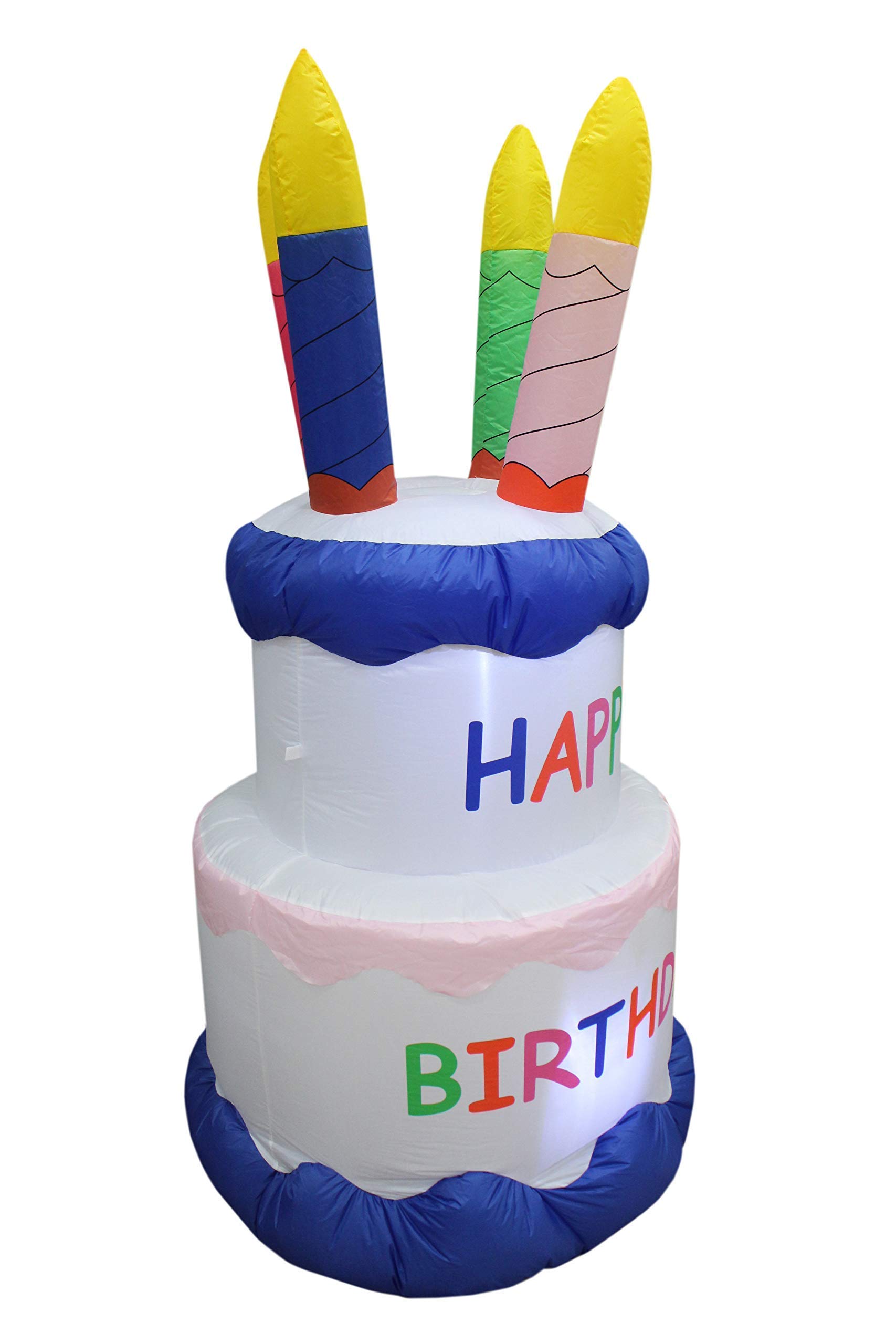 Giant 8ft Inflatable Easter Bunny with Egg & 6ft Birthday Cake Decorations Set - Perfect for Easter Celebrations, Birthday Parties, and Outdoor Festive Events