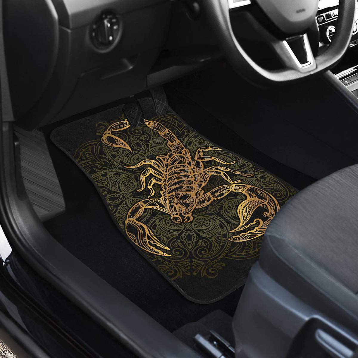 Premium Scorpio Zodiac Car Floor Mats - Custom Front & Back Seat Mats for Scorpio Sign Lovers - Durable, Non-Slip Car Accessories for Daily Commute & Road Trips