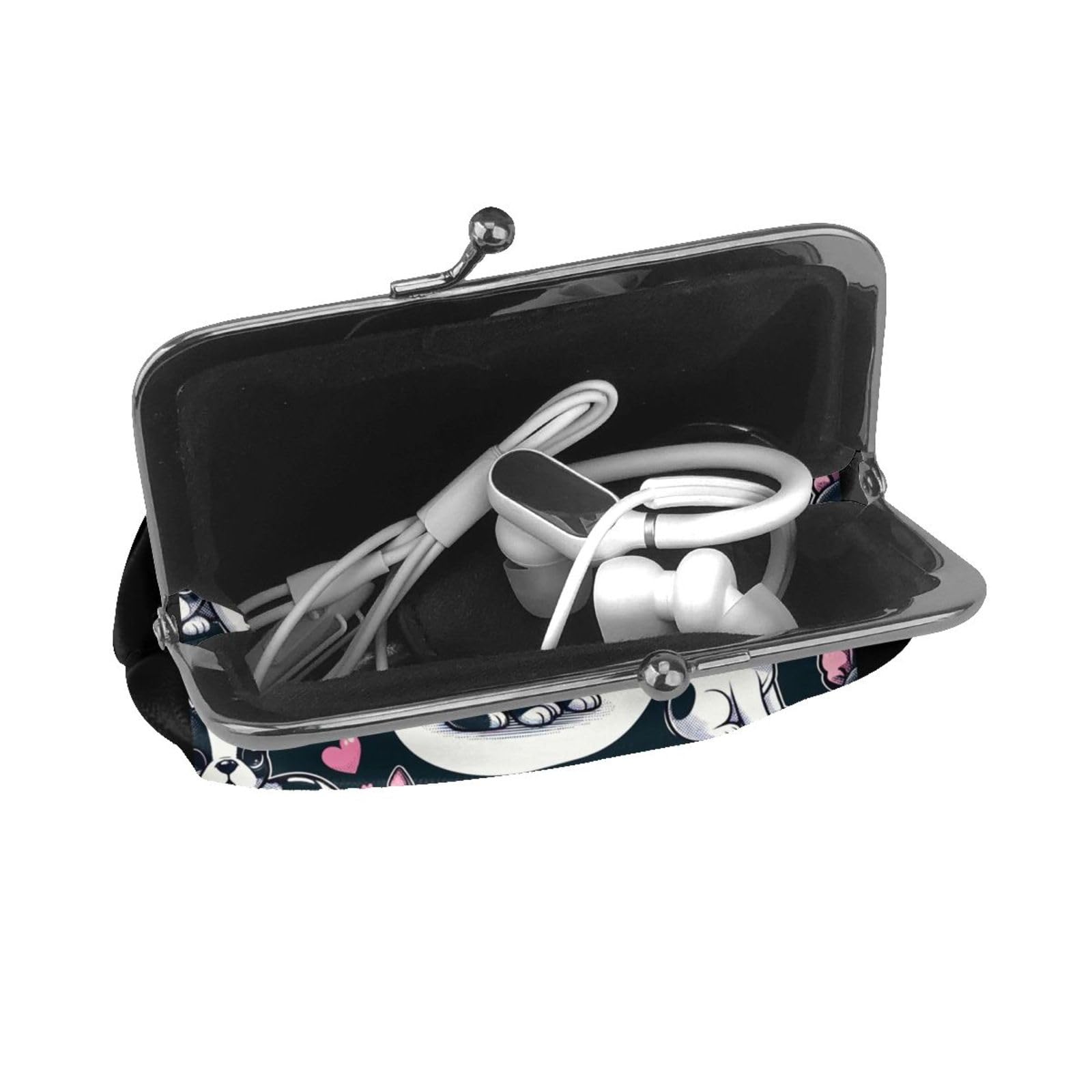 Genuine PU Leather Buckle Coin Purse - Adorable Boston Terrier Puppy Design - Kiss-Lock Wallet for Women & Girls - Perfect for Change, Coins & Small Essentials - Great Gift for Dog Lovers, Everyday Use & Travel Accessories
