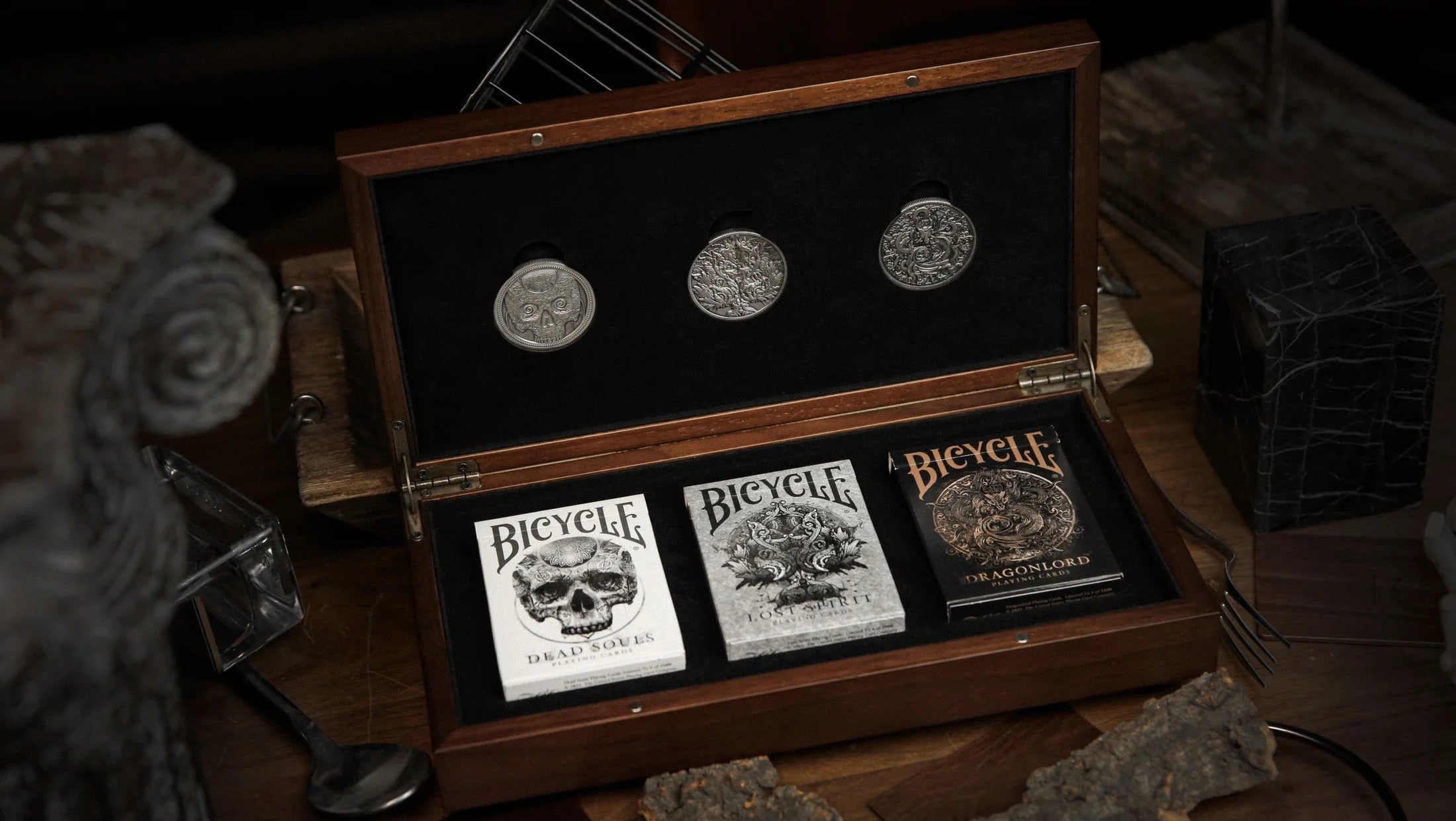 Apocalypse Bicycle Playing Cards - Premium Wooden Box Set | Unique Collectible Deck for Card Games, Magic Tricks & Poker Nights