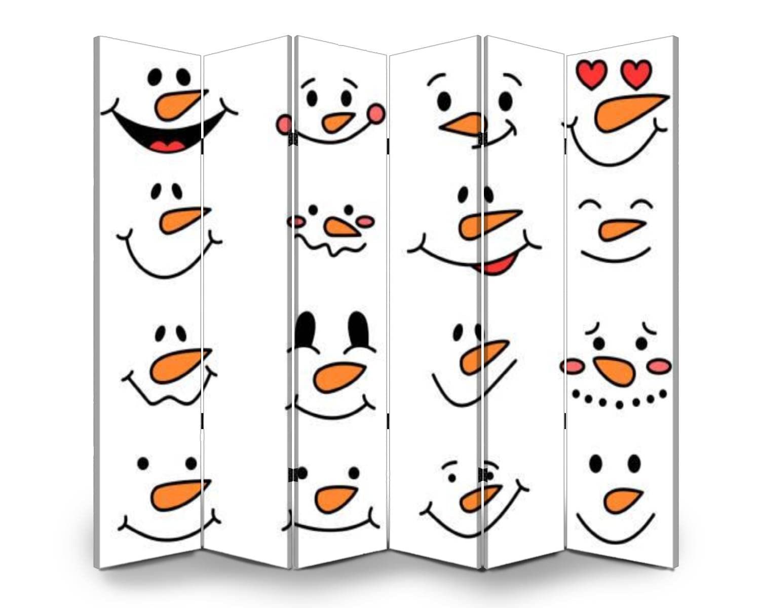 Cute Snowman Faces Room Divider - Foldable Privacy Screen with Funny Snowman Emotions for Indoor/Outdoor Use | Freestanding Protective Partition for Home, Office, Nursery & Events